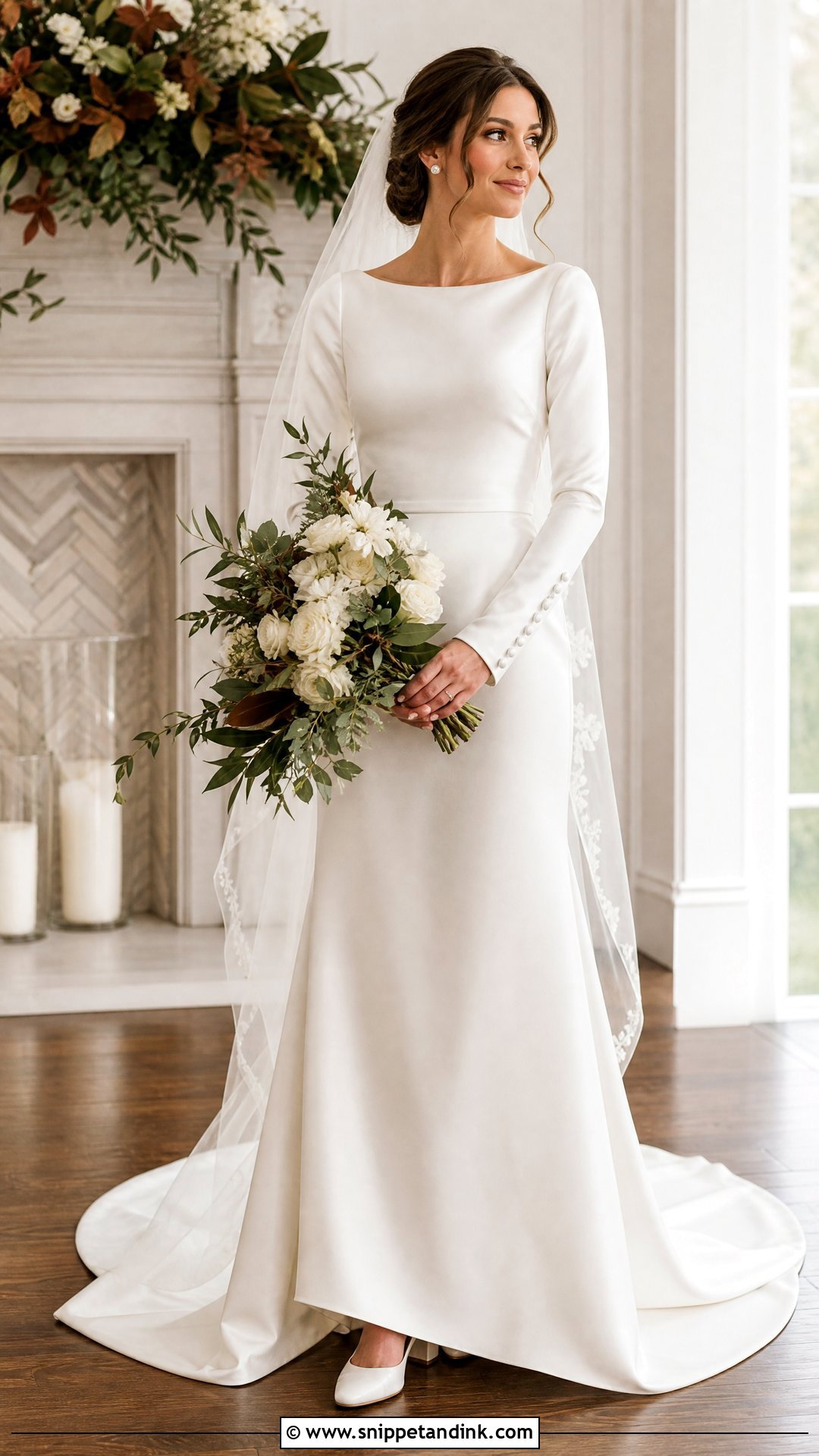 Long Sleeve Satin Wedding Dress - Snippet and Ink - 20 Stain Wedding Dress Ideas