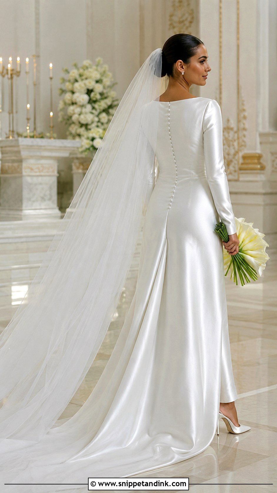 Long Sleeve Satin Wedding Dress - Snippet and Ink - 20 Long Sleeve Wedding Ideas