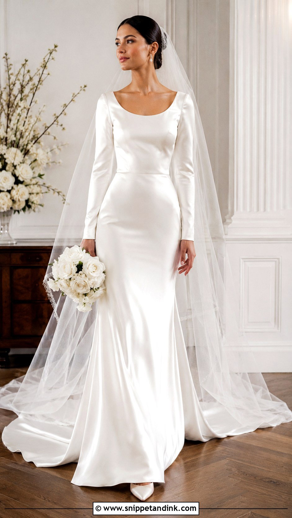 Long Sleeve Satin Wedding Dress - Snippet and Ink - 25 Satin Wedding Dress with Sleeves