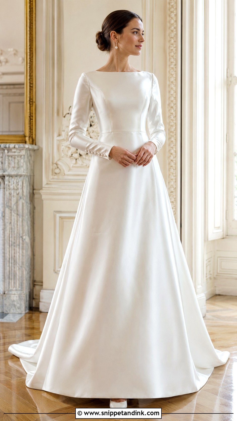 Long Sleeve Satin Wedding Dress - Snippet and Ink - 30 Satin Wedding Dresses