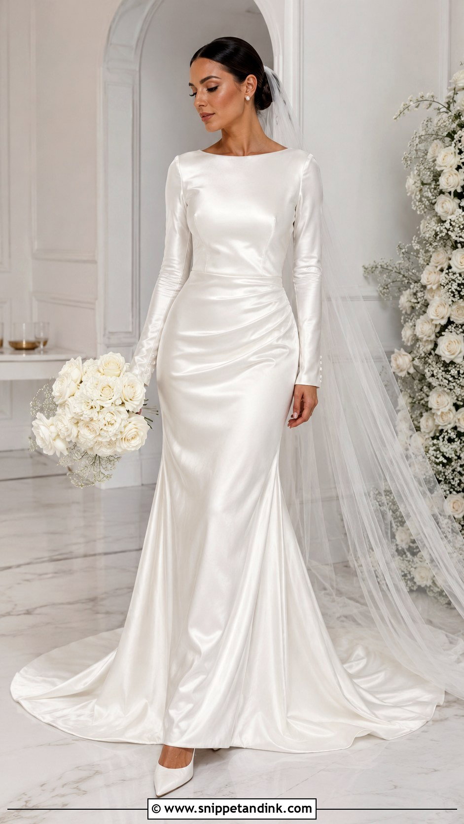 Long Sleeve Satin Wedding Dress - Snippet and Ink - 30 Simple Wedding Dress with Sleeves
