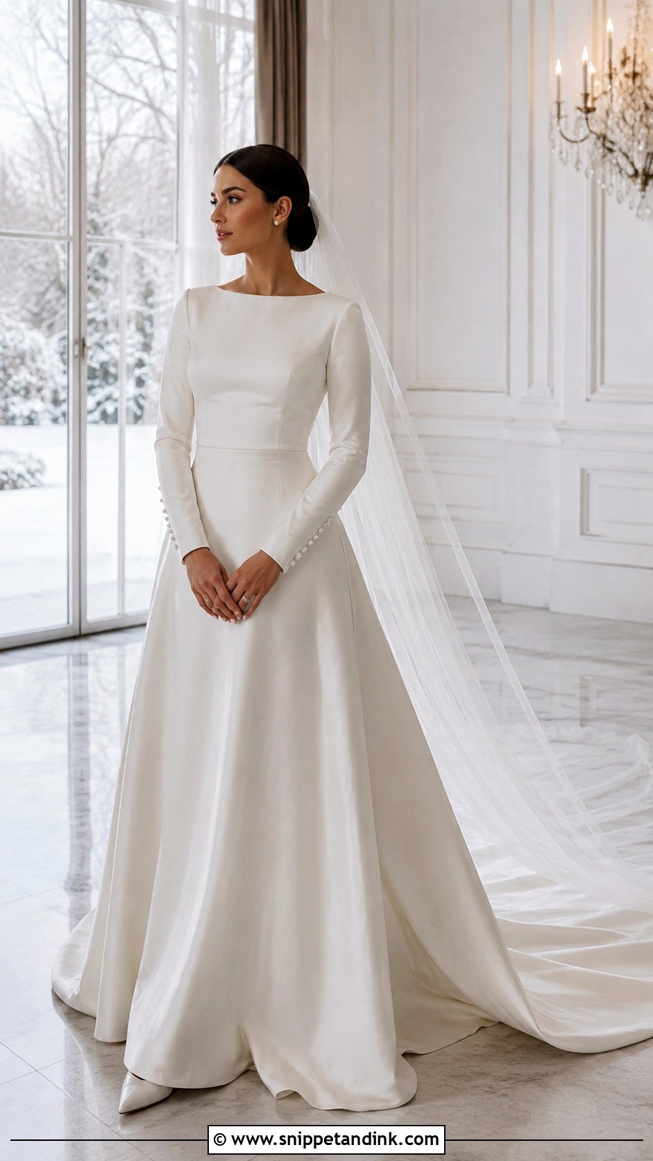 Long Sleeve Satin Wedding Dress With Buttons - Snippet and Ink - 20 Elegant Classy Vintage Wedding Dress Ideas