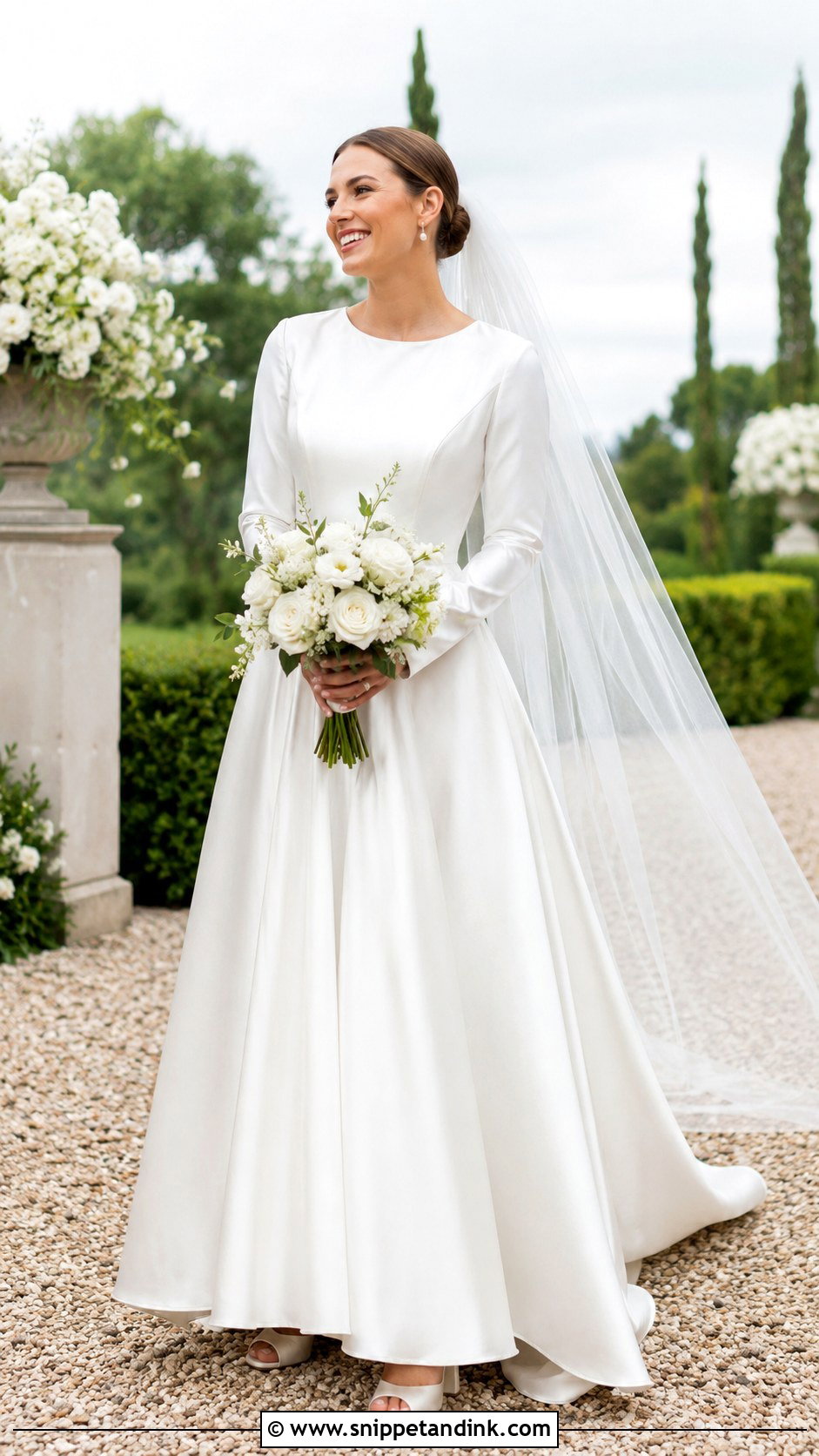 Long Sleeve Satin Wedding Dress With Puff Sleeves - Snippet and Ink - 25 Long Sleeve Satin Wedding Dress Ideas