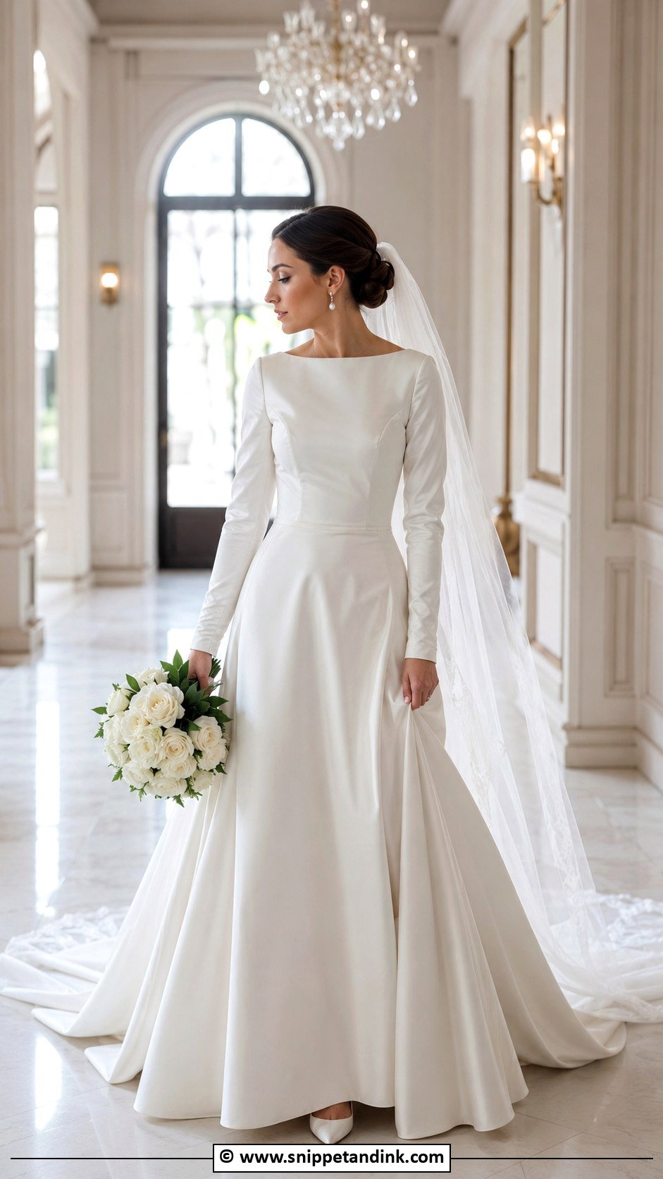 Long Sleeve Satin Wedding Dress - Snippet and Ink - 25 Elegant Satin Wedding Dress Ideas