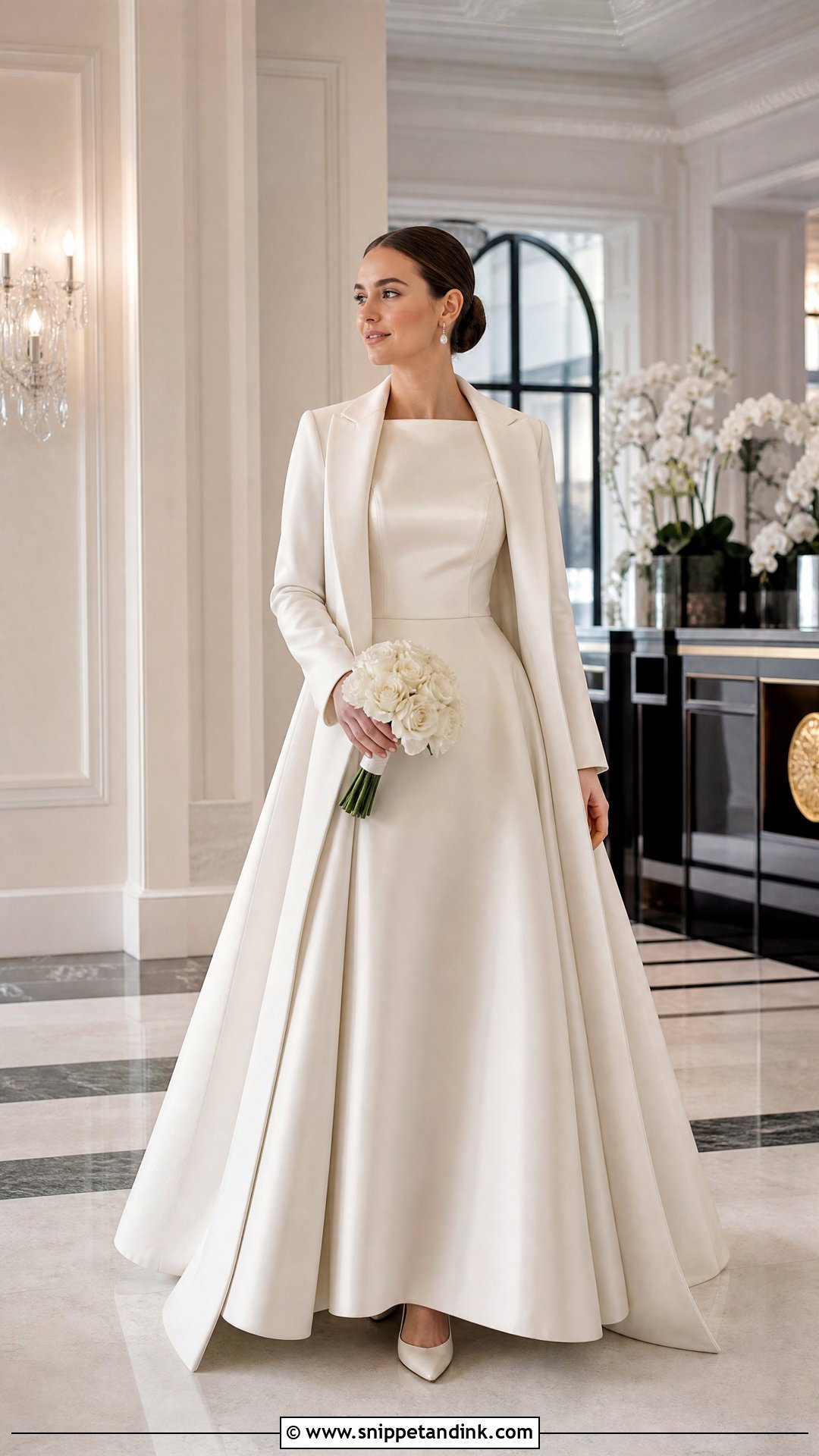 Long Sleeve Satin Winter Wedding Dress - Snippet and Ink - 20 Simple Winter Wedding Dress Ideas