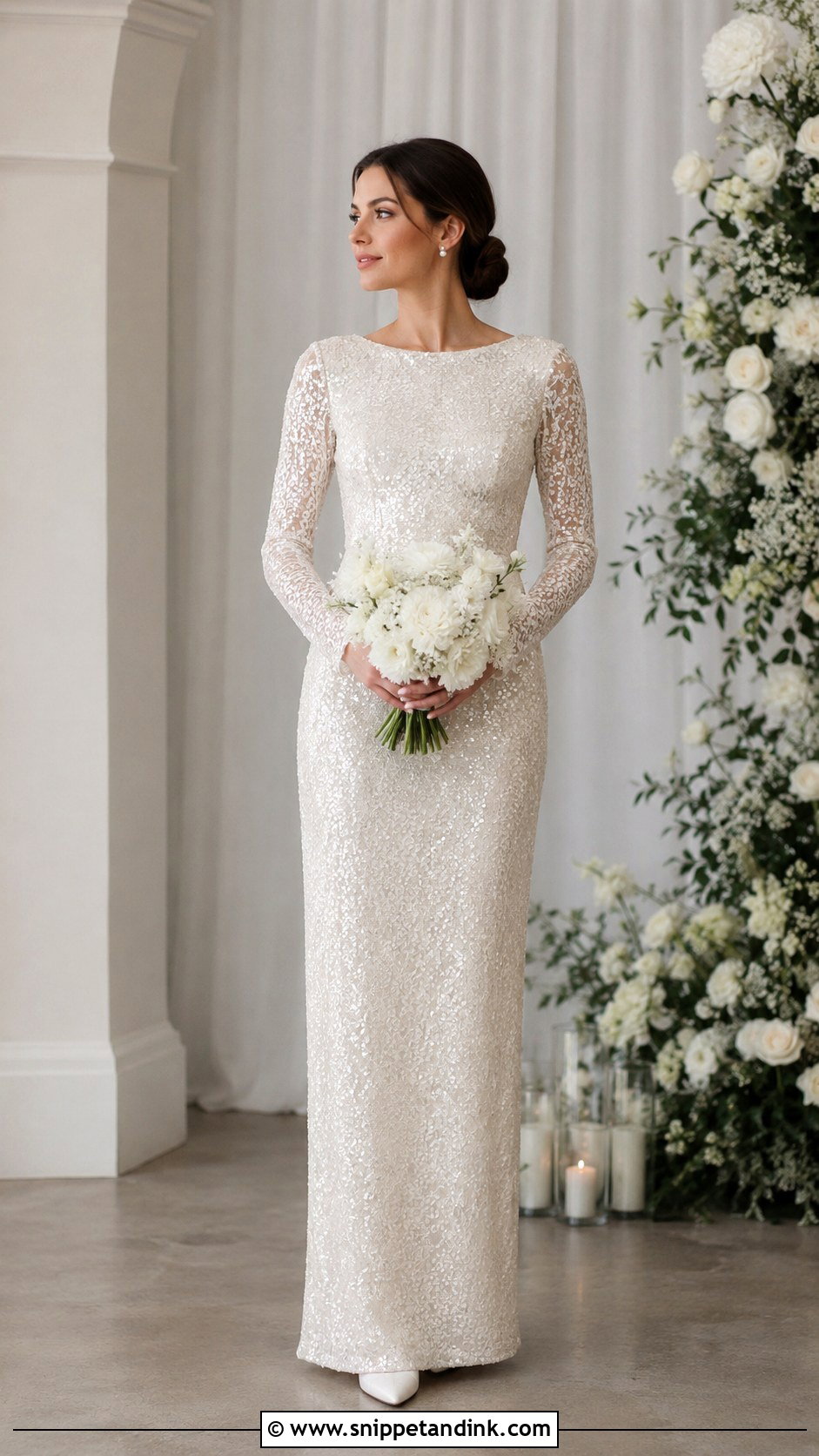 Long Sleeve Sequin Wedding Dress - Snippet and Ink - 25 Sequin Wedding Dress Ideas