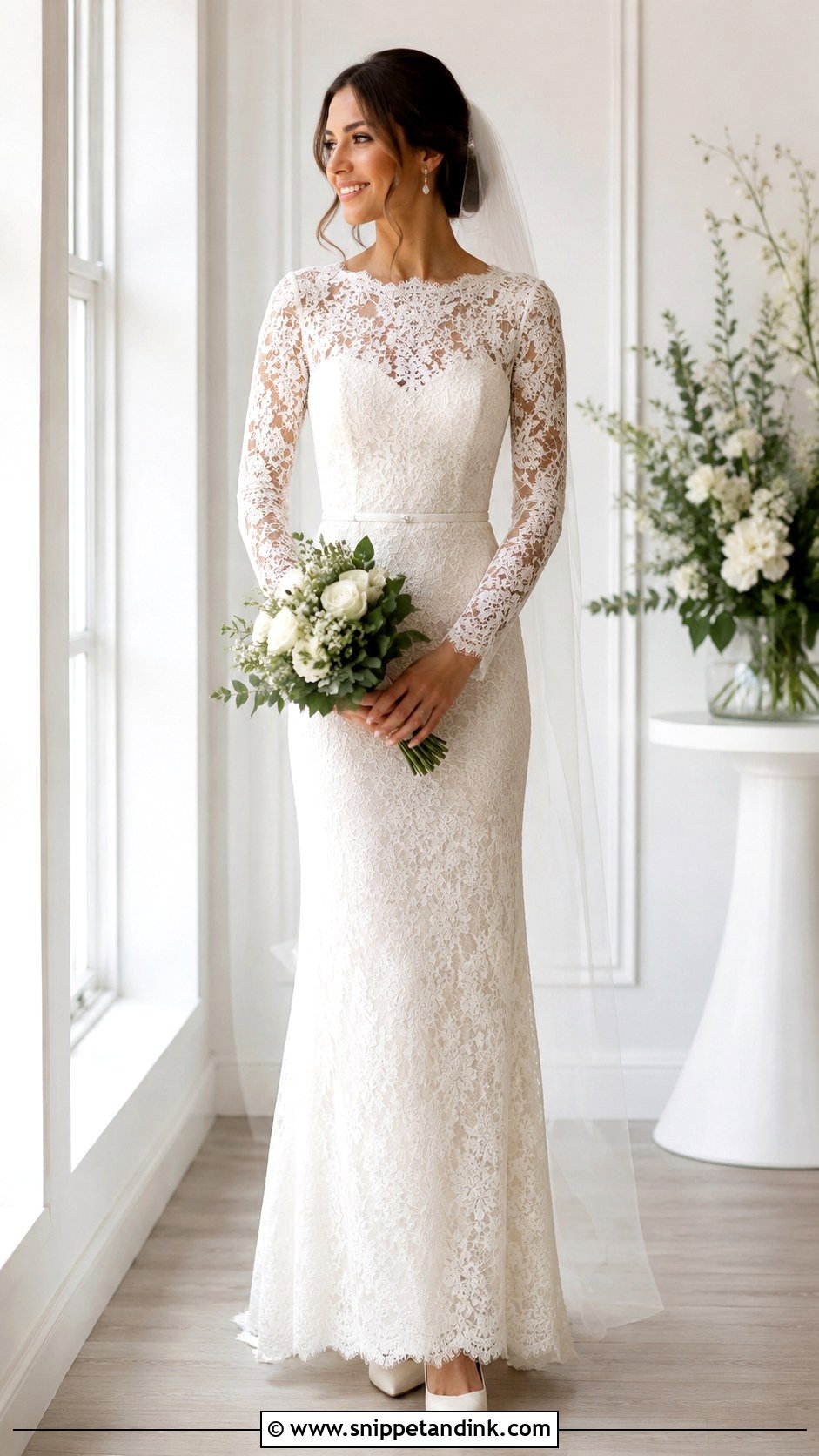 Long Sleeve Sheath Wedding Dress - Snippet and Ink - 35 Long Sleeve Wedding Dress Ideas