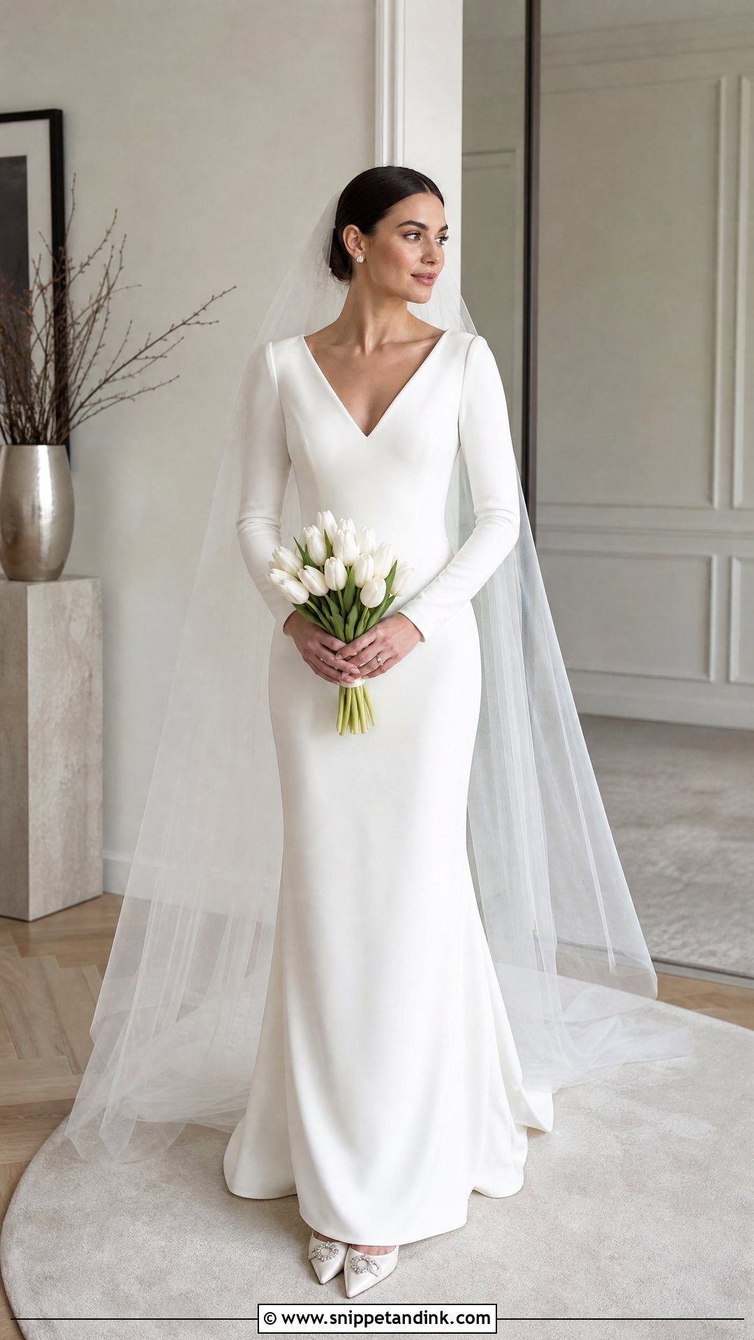Long Sleeve Sheath Wedding Dress - Snippet and Ink - 20 Simple Minimalist Wedding Dress Ideas