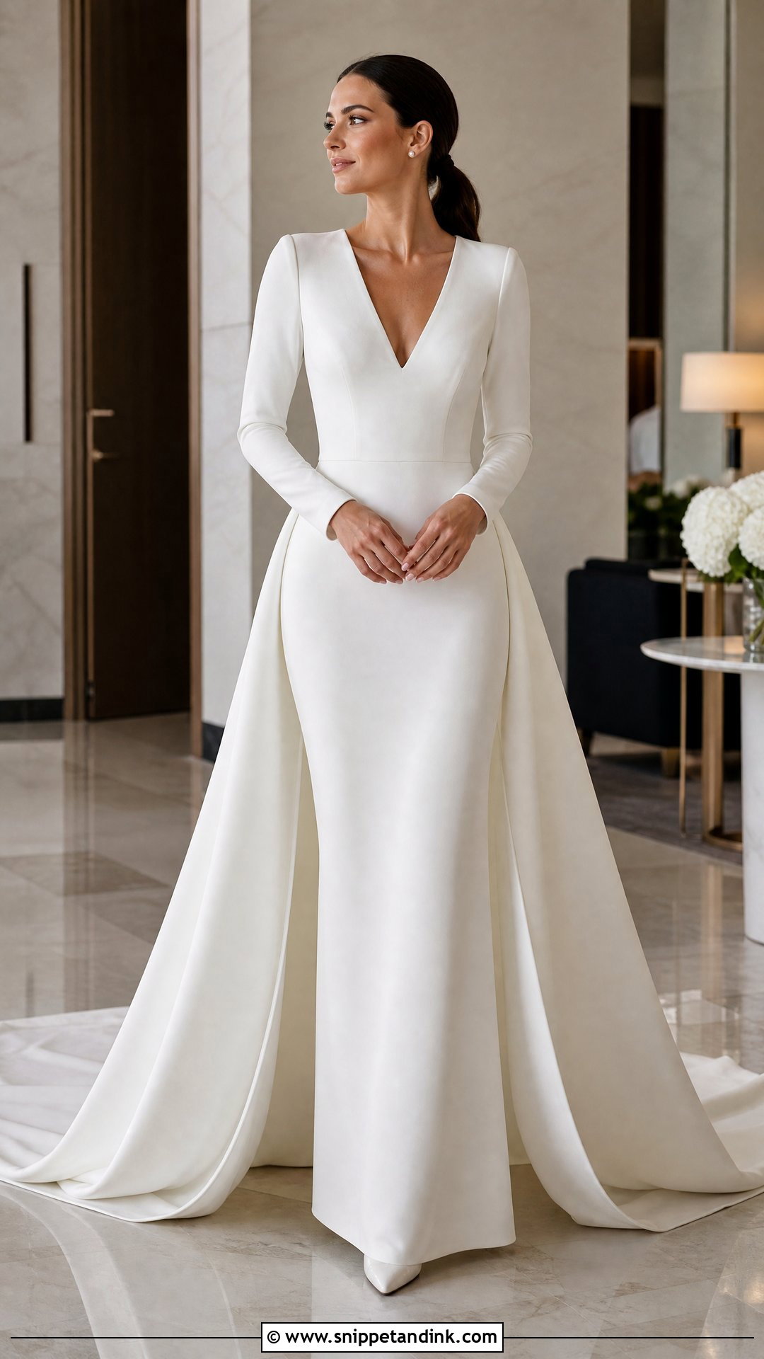 Long Sleeve Sheath Wedding Dress - Snippet and Ink - 20 Simple Sleek Wedding Dress Ideas