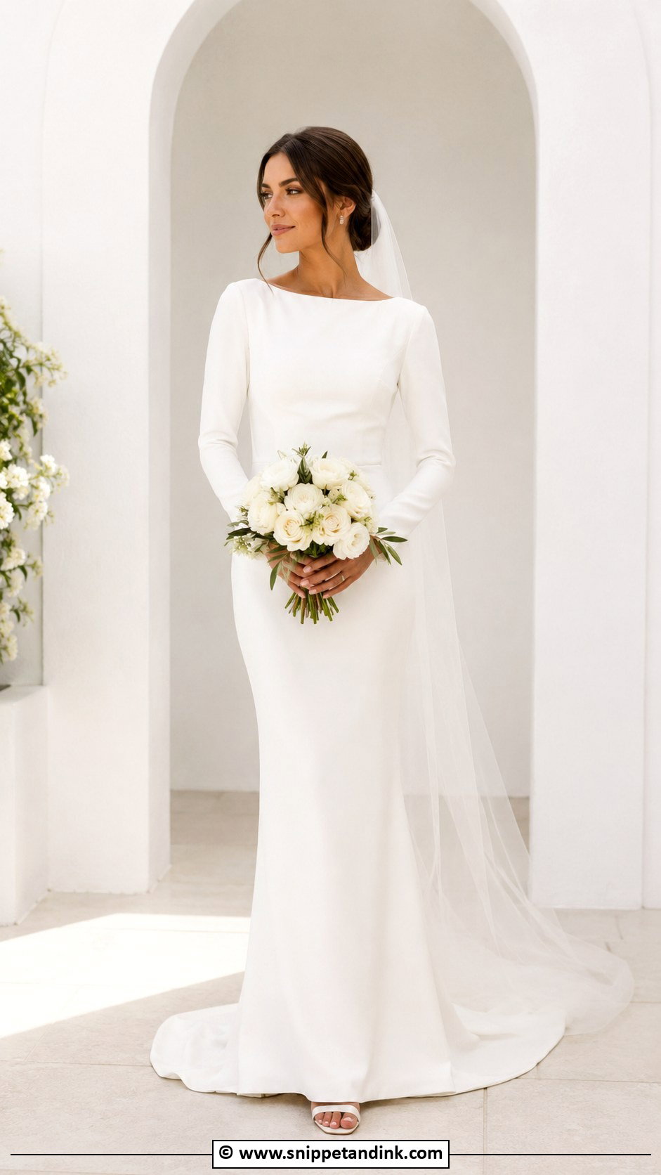 Long Sleeve Sheath Wedding Dress - Snippet and Ink - 25 Elegant Long Sleeve Wedding Dresses