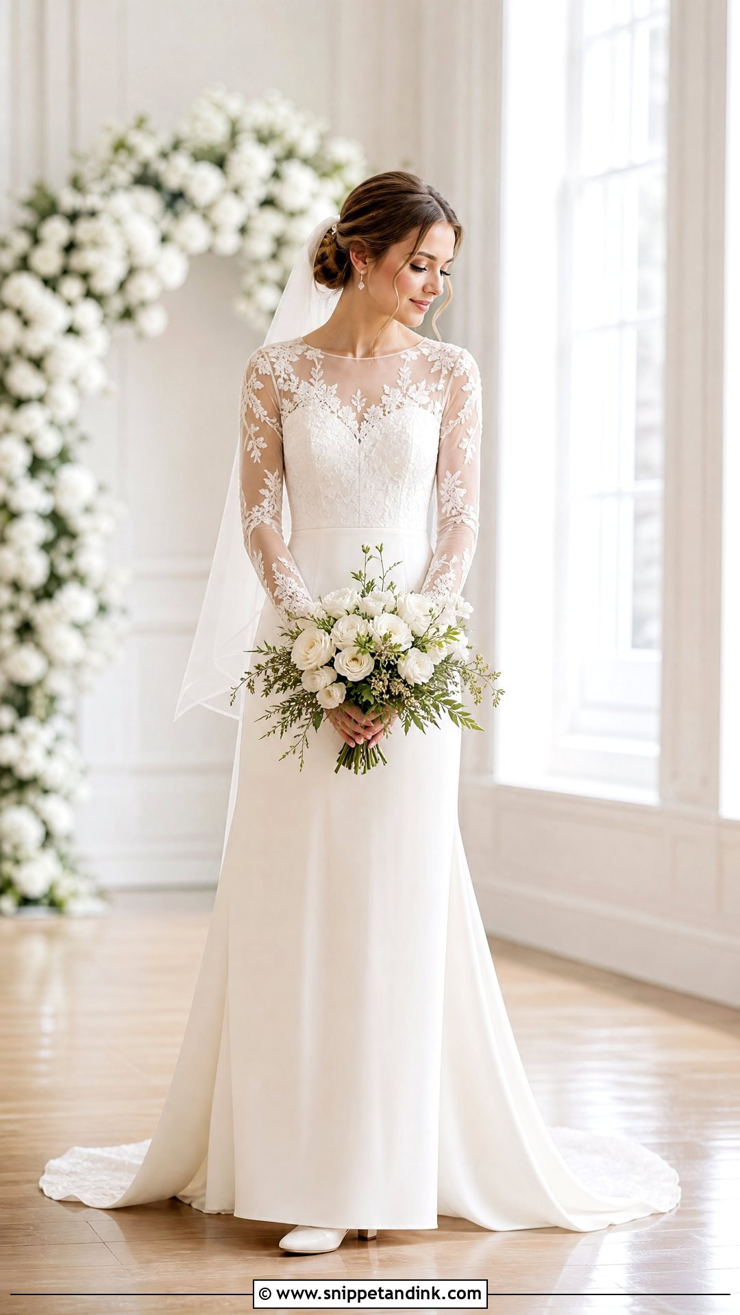 Long Sleeve Sheer Bridal Dress - Snippet and Ink - 20 Modern Bridal Dress Ideas
