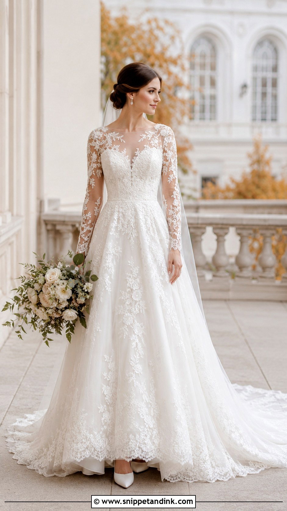 Long Sleeve Sheer Lace Bridal Gown - Snippet and Ink - 20 Modern Bridal Gowns