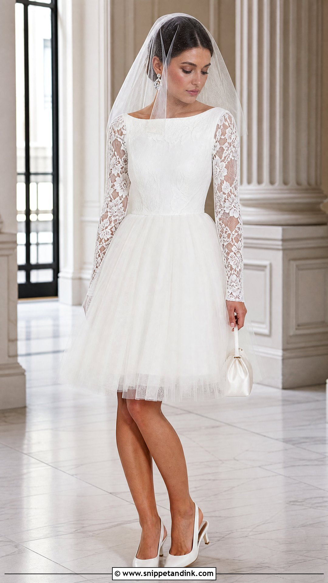 Long Sleeve Short Tulle Wedding Dress - Snippet and Ink - 20 Short Tulle Wedding Dress Ideas