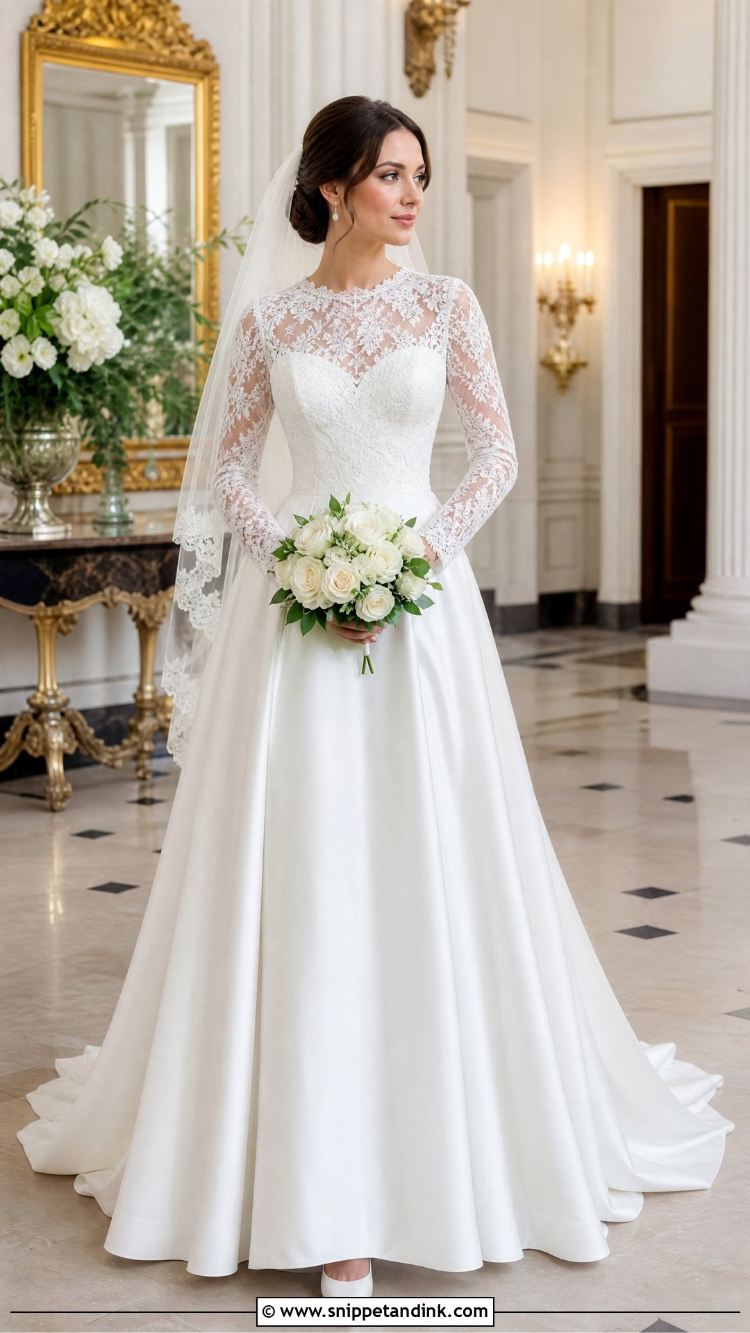 Long Sleeve Silk And Lace Wedding Dress - Snippet and Ink - 25 Silk and Lace Wedding Dress Ideas
