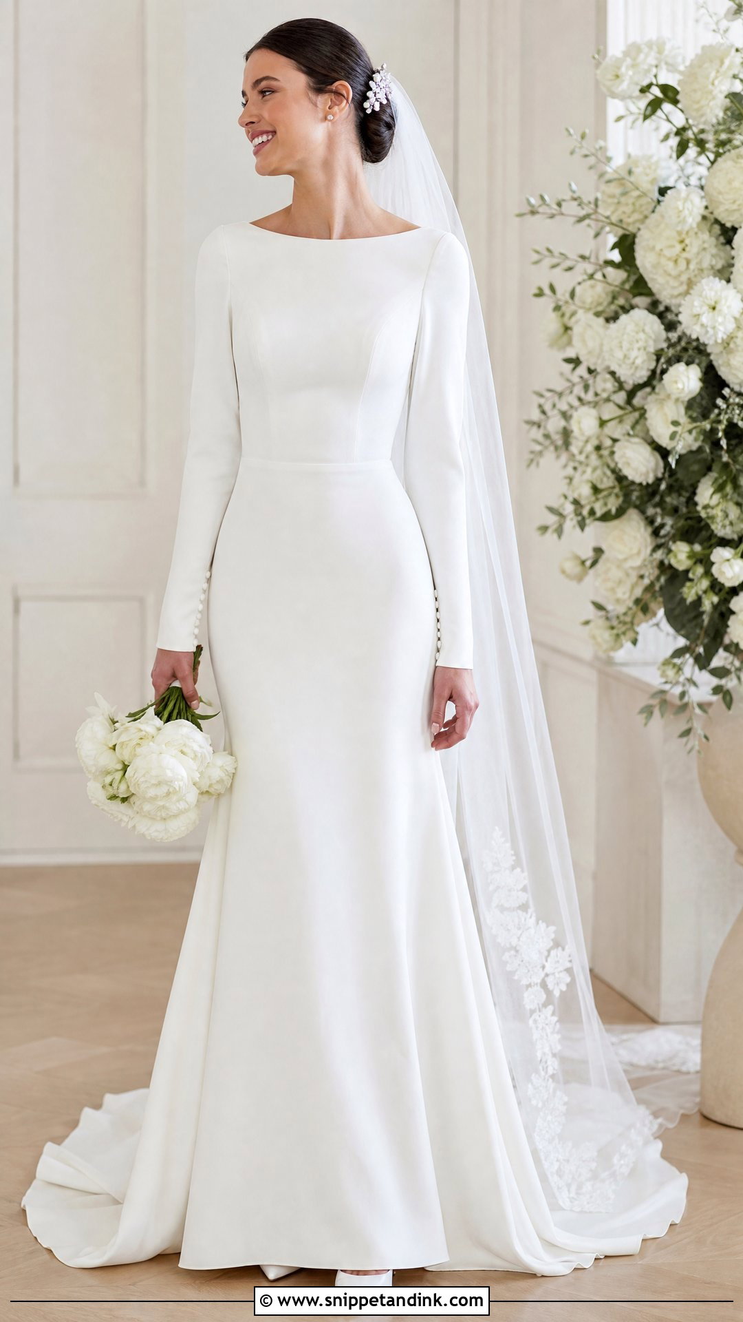 Long Sleeve Silk Bridal Dress - Snippet and Ink - 20 Silk Bride Dress Ideas