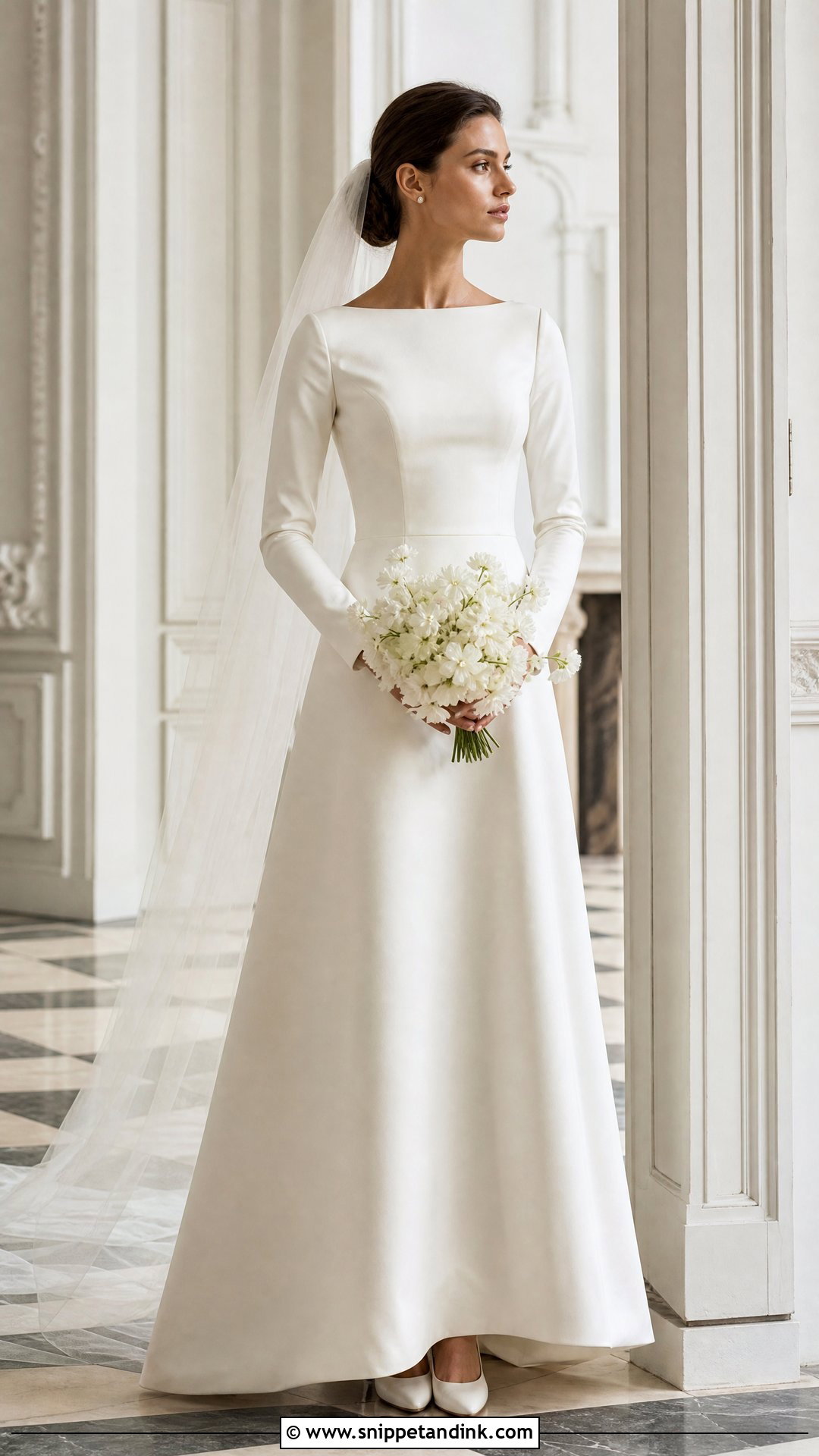 Long Sleeve Silk Bridal Dress - Snippet and Ink - 20 Silk Bridal Dress Ideas