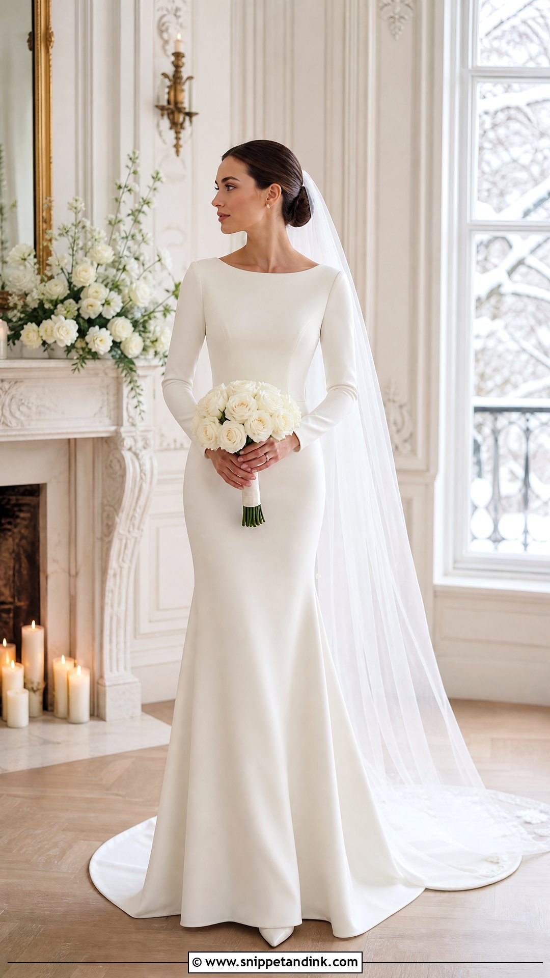 Long Sleeve Silk Bridal Gown - Snippet and Ink - 20 Silk Bridal Gown Ideas