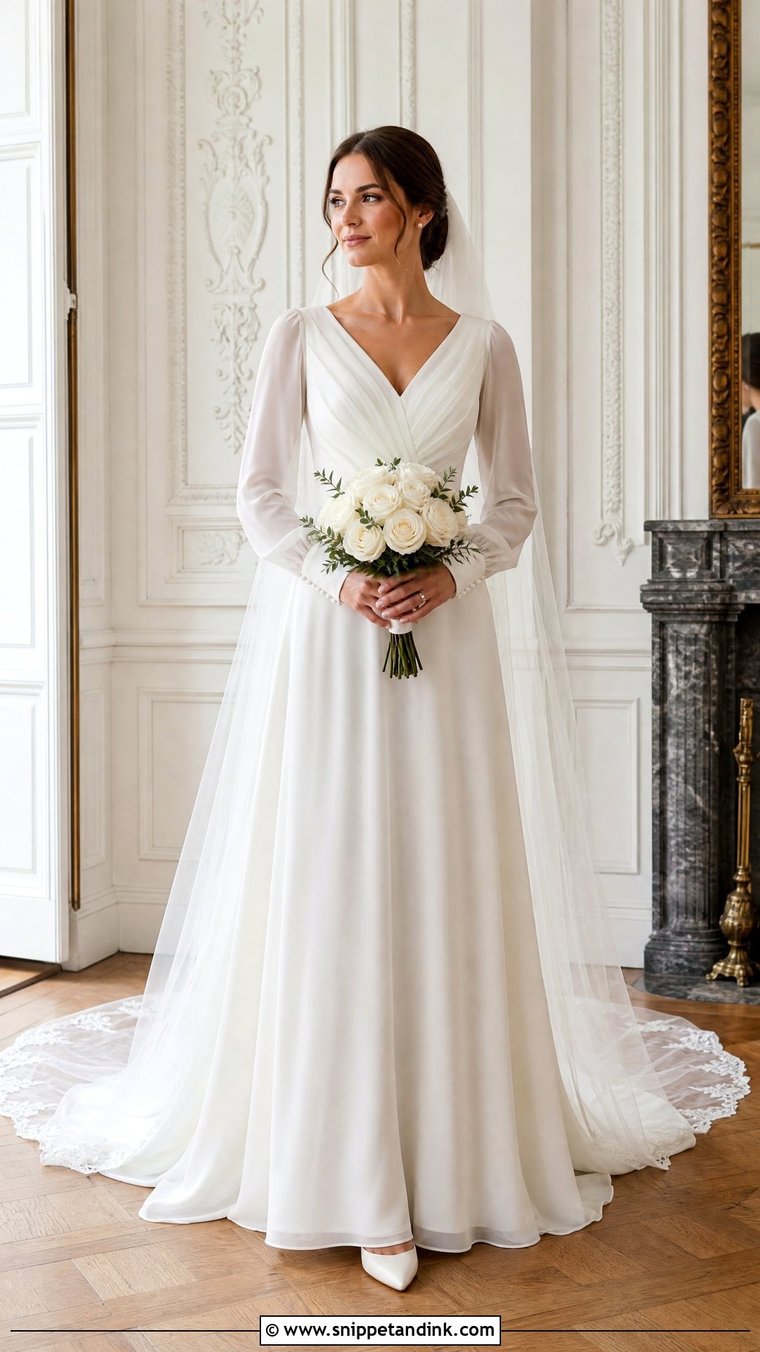 Long Sleeve Silk Chiffon Wedding Dress - Snippet and Ink - 20 Silk Chiffon Wedding Dress Ideas