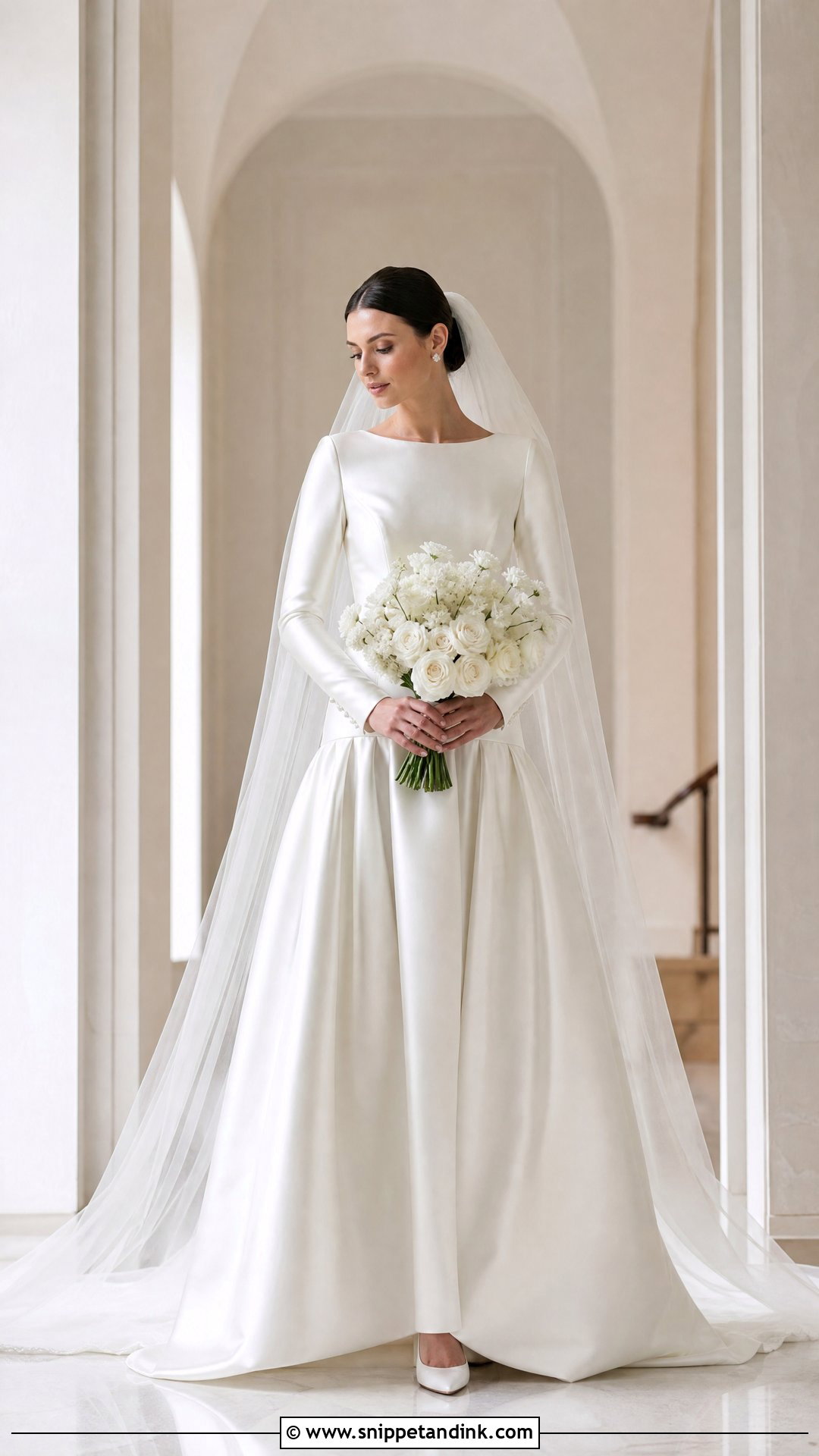 Long Sleeve Silk Drop Waist Wedding Dress - Snippet and Ink - 20 Silk Drop Waist Wedding Dress Ideas
