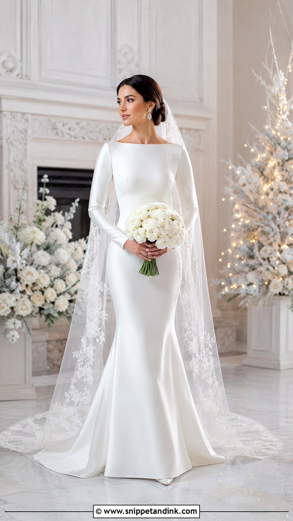 Long Sleeve Silk Mermaid Wedding Dress - Snippet and Ink - 20 Silk Mermaid Wedding Dress Ideas