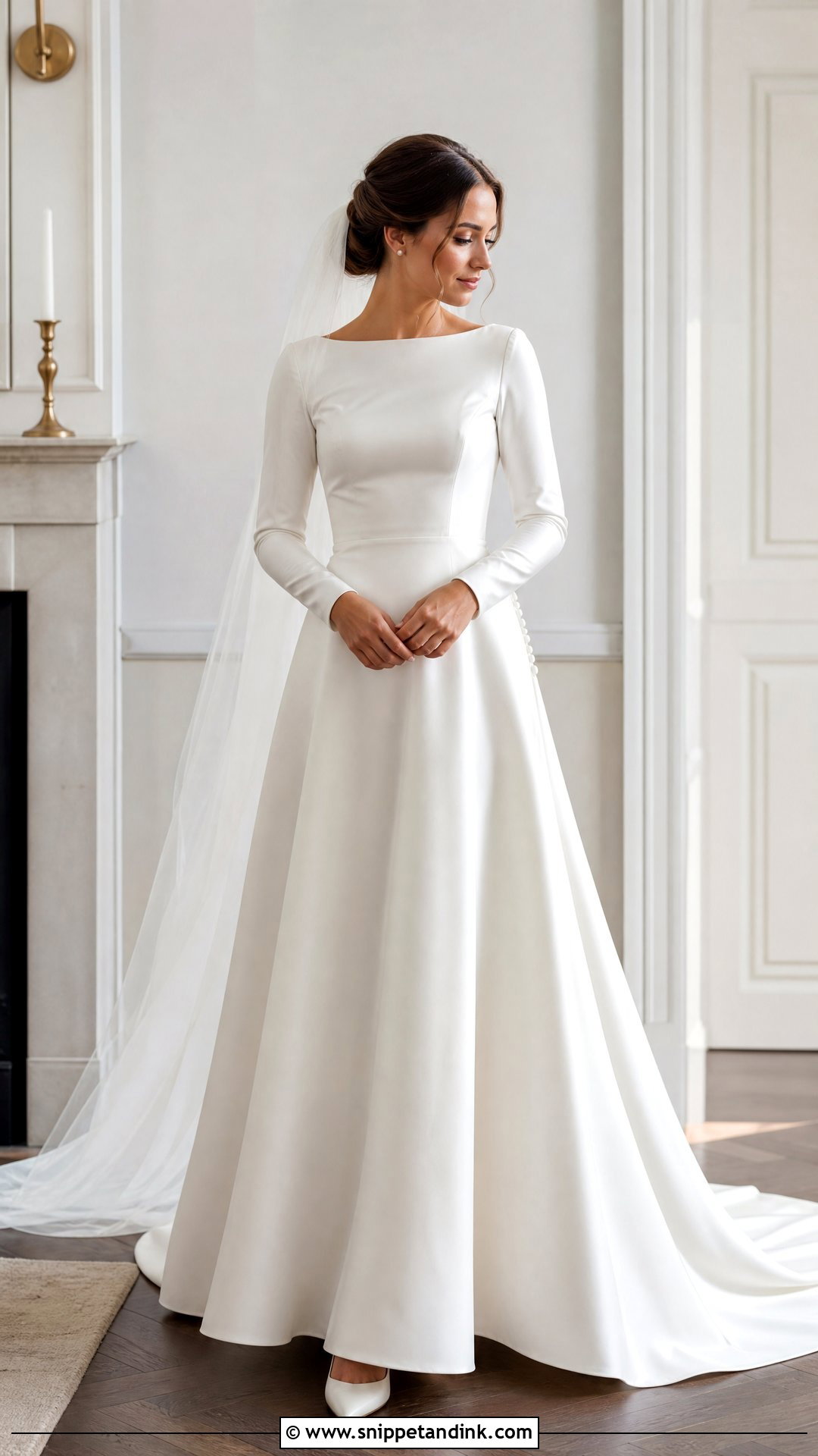 Long Sleeve Silk Satin Wedding Gown - Snippet and Ink - 20 Silk Satin Wedding Gown Ideas