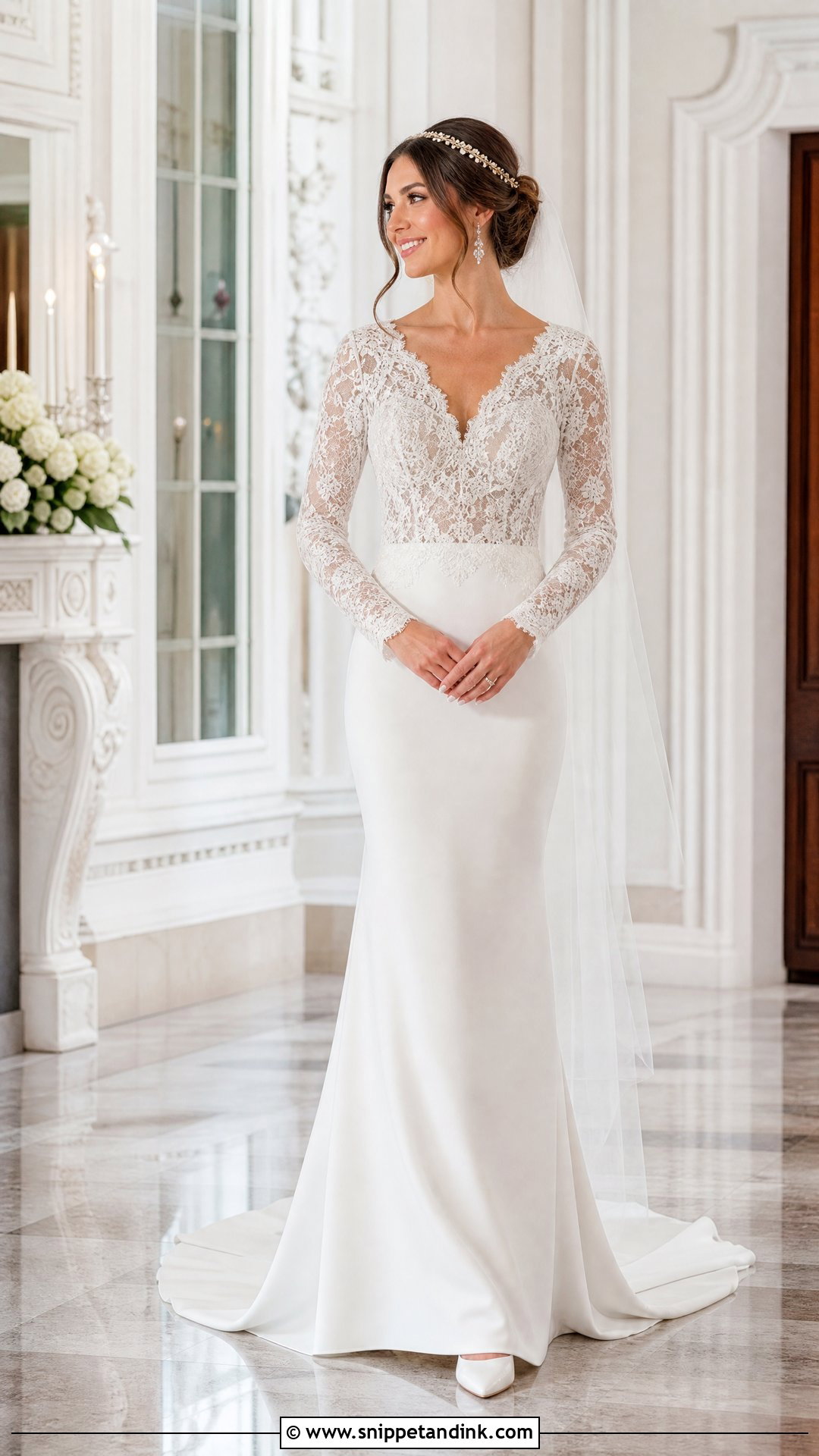 Long Sleeve Slim Wedding Dress - Snippet and Ink - 20 Slim Wedding Dresses