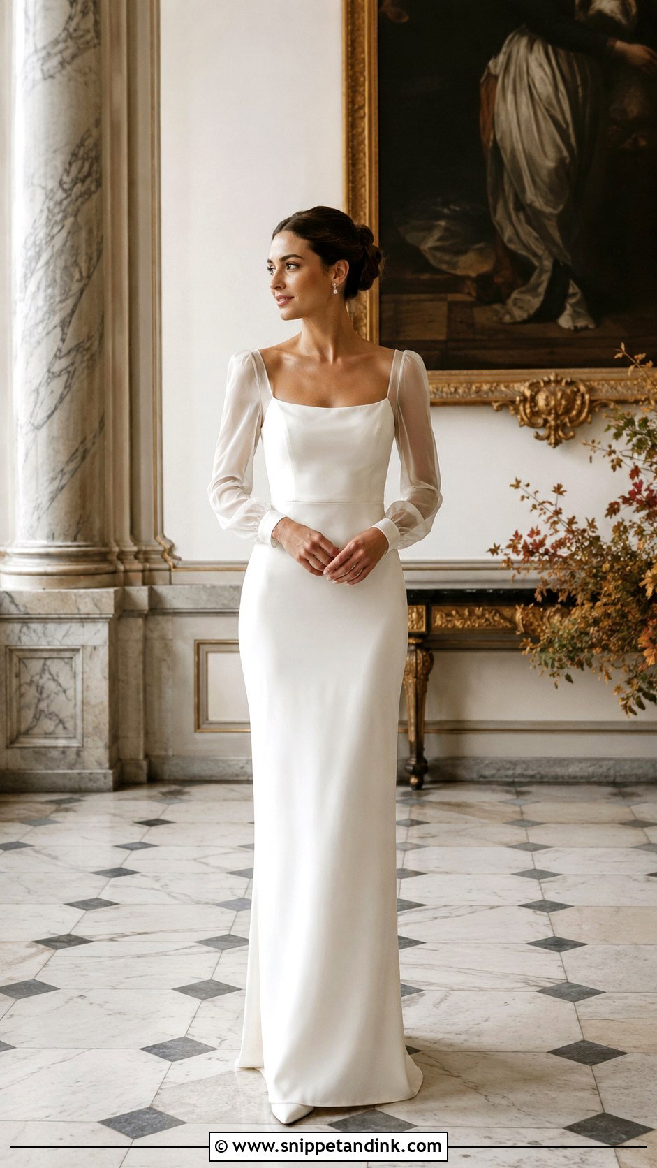 Long Sleeve Slip Wedding Dress - Snippet and Ink - 25 Slip Wedding Dress Ideas