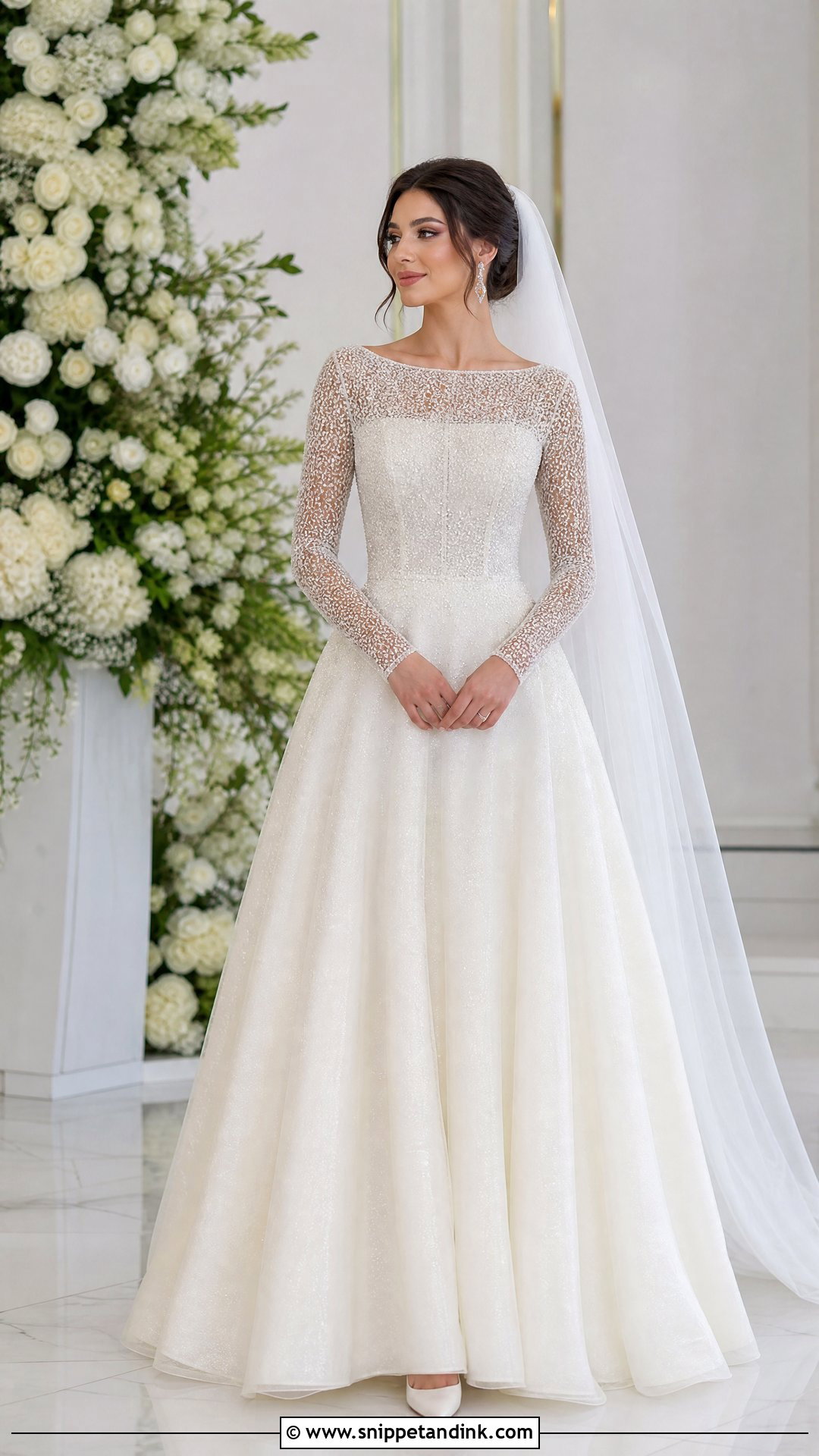Long Sleeve Sparkle Wedding Dress - Snippet and Ink - 20 Sparkle Wedding Dresses