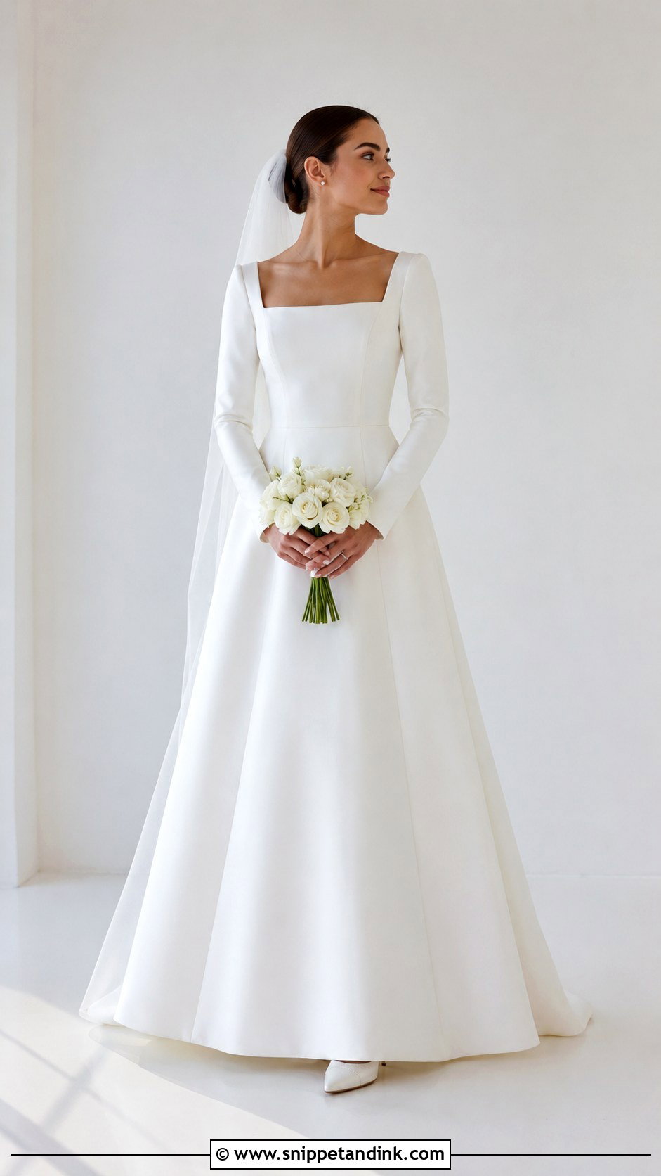Long Sleeve Square Neck Wedding Dress - Snippet and Ink - 30 Sleeve Wedding Dress Ideas