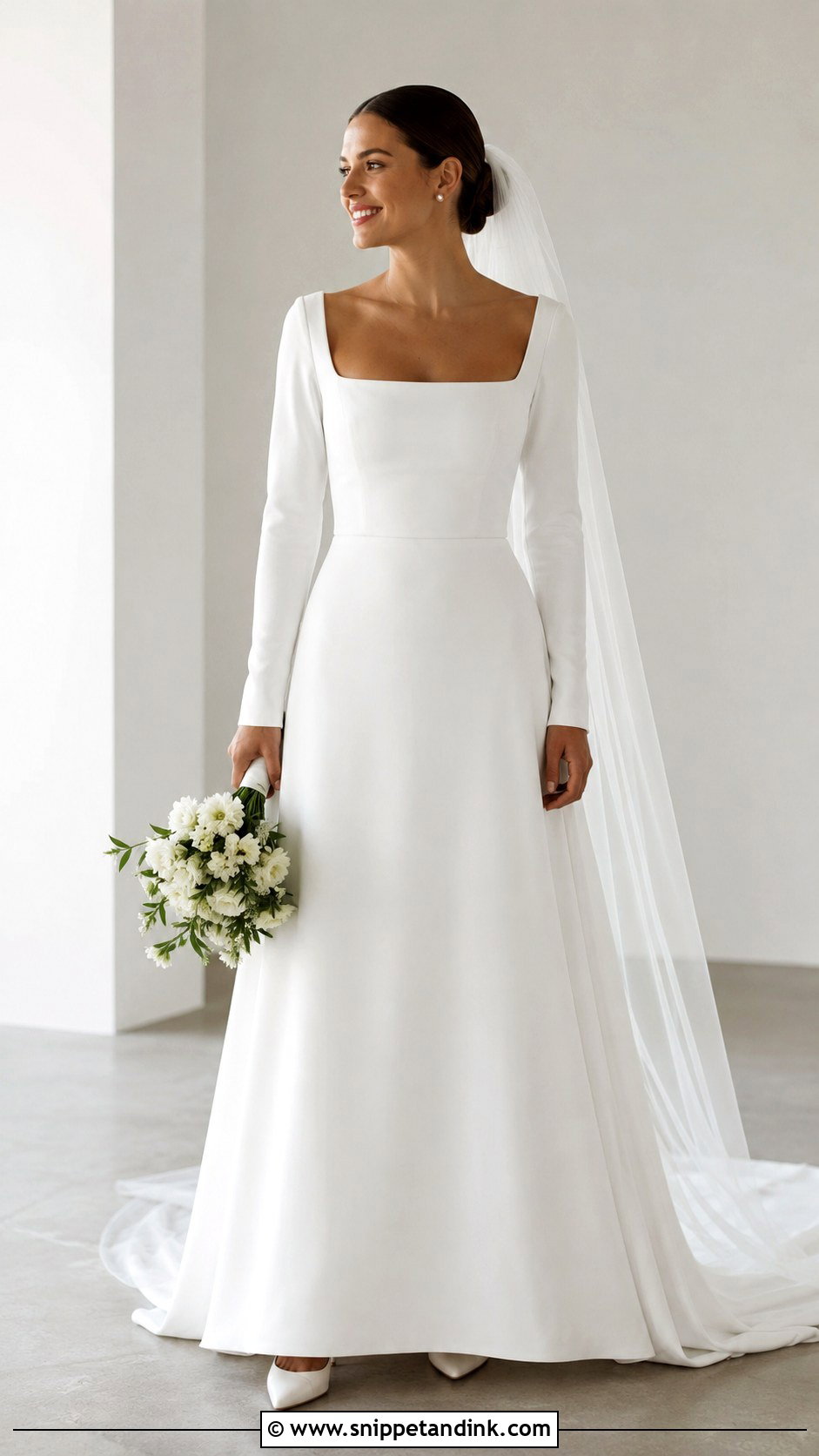 Long Sleeve Square Neck Wedding Dress - Snippet and Ink - 35 Long Sleeve Wedding Dress Ideas