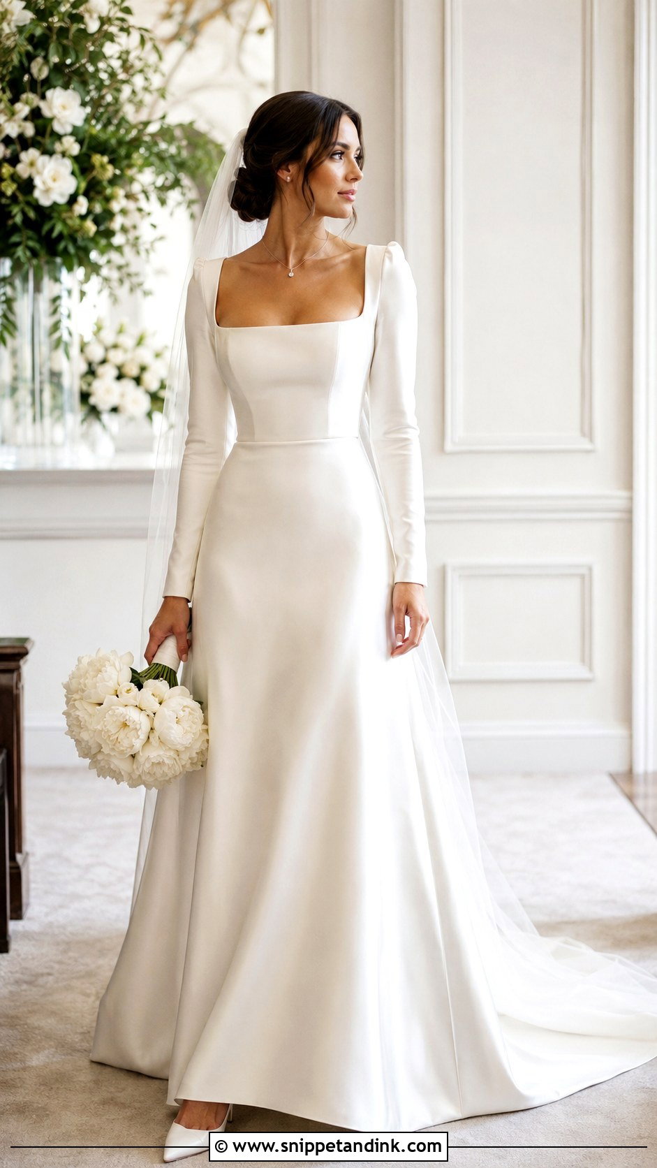 Long Sleeve Square Neck Wedding Dress - Snippet and Ink - 20 Long Sleeved Wedding Dresses