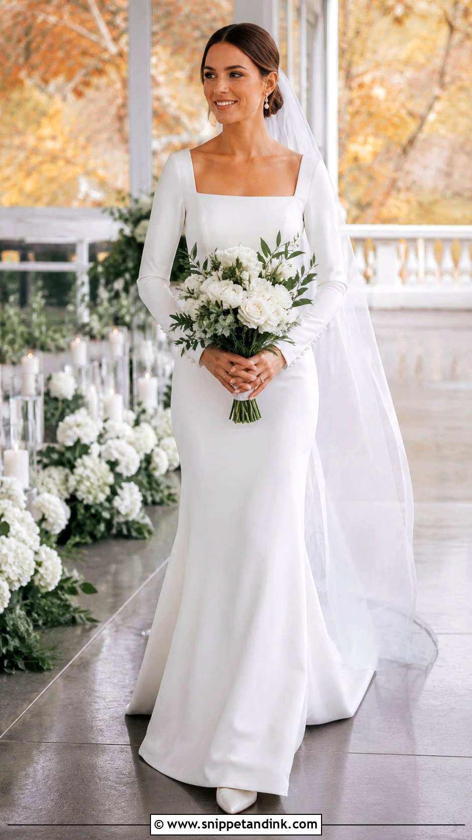 Long Sleeve Square Neck Wedding Dress - Snippet and Ink - 20 Classy Modern Simple Wedding Dress Ideas