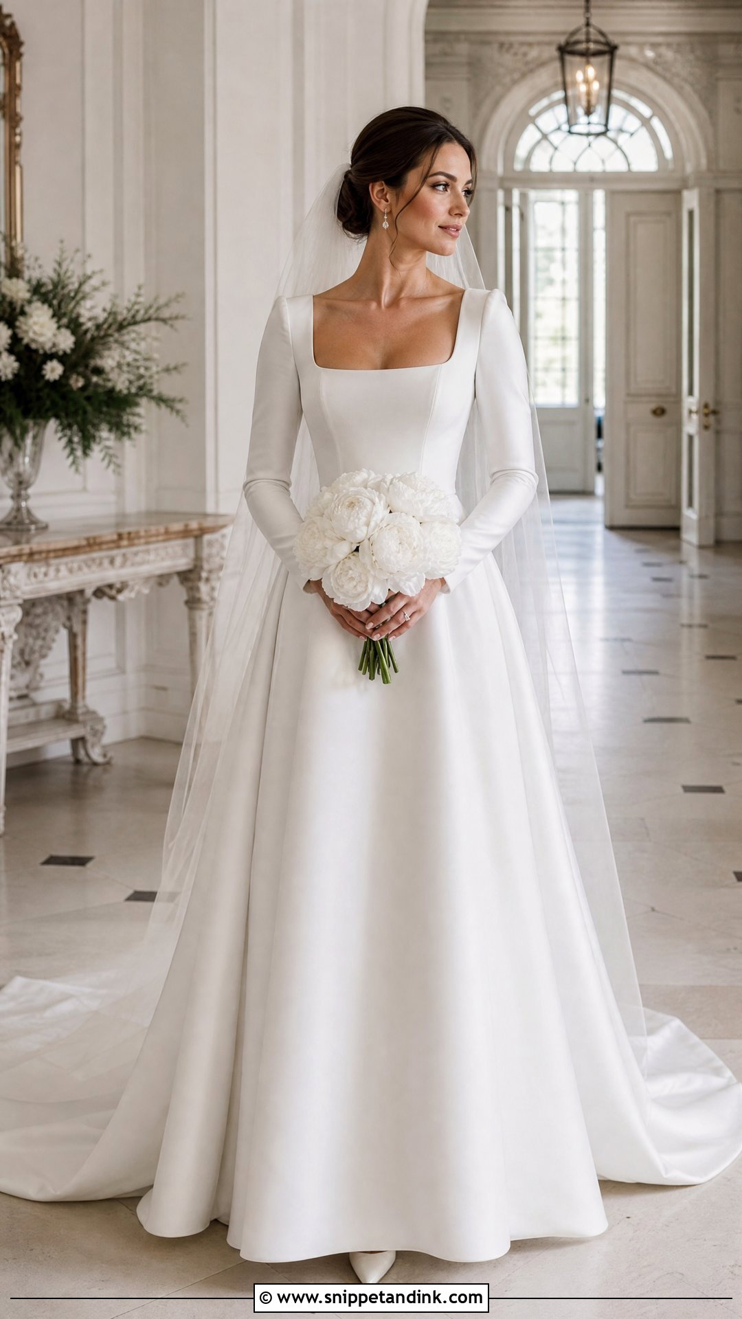 Long Sleeve Square Neck Wedding Gown - Snippet and Ink - 25 Long Sleeve Wedding Gowns