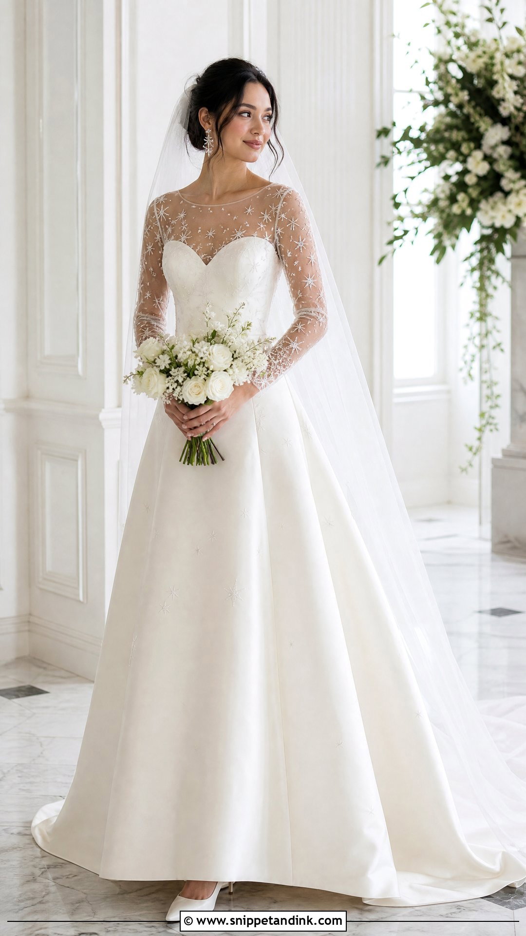 Long Sleeve Star Wedding Dress - Snippet and Ink - 20 Wedding Dress with Stars Ideas