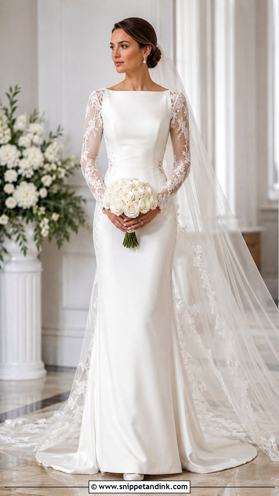Long Sleeve Straight Neckline Wedding Dress - Snippet and Ink - 20 Straight Neckline Wedding Dress Ideas