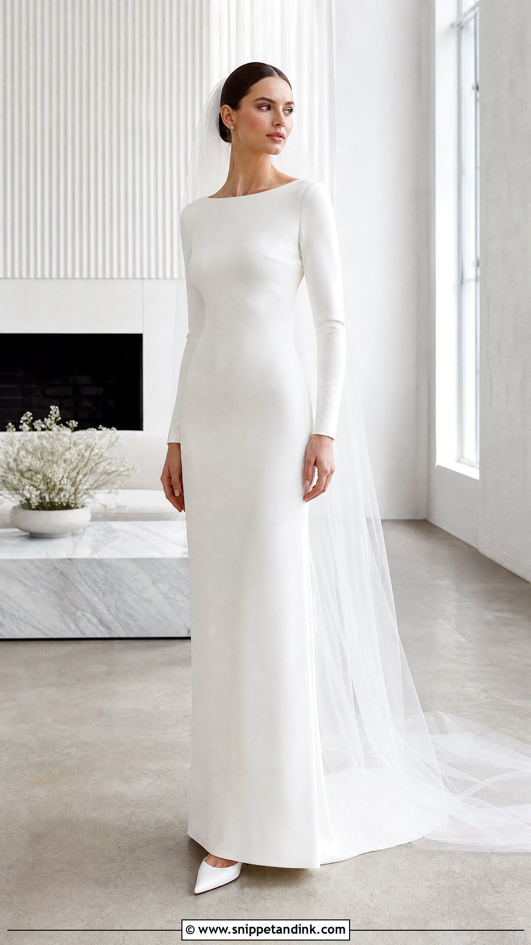 Long Sleeve Straight Wedding Dress - Snippet and Ink - 20 Straight Wedding Dresses