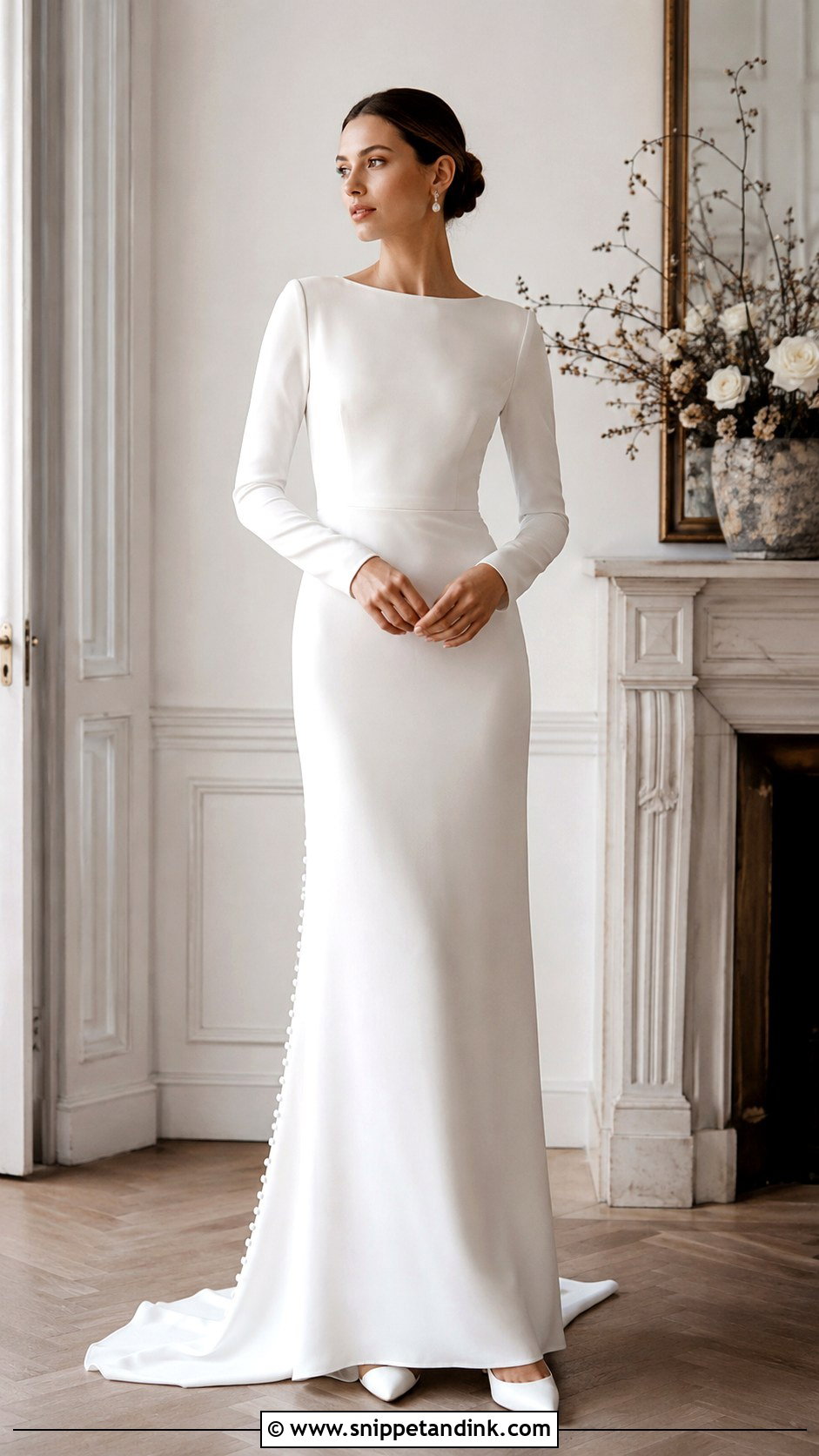 Long Sleeve Straight Wedding Dress - Snippet and Ink - 25 Straight Wedding Dress Ideas