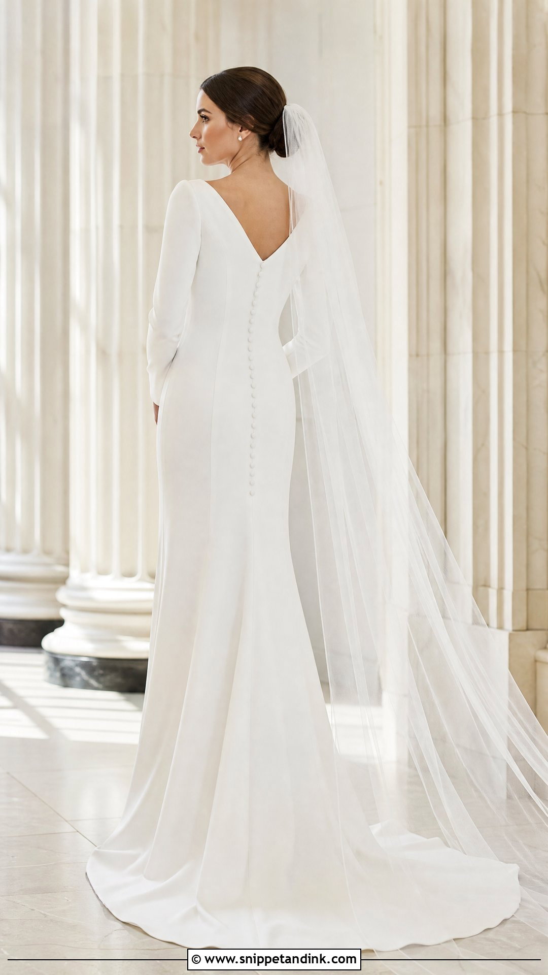 Long Sleeve Straight Wedding Gown - Snippet and Ink - 20 Straight Wedding Gown Ideas