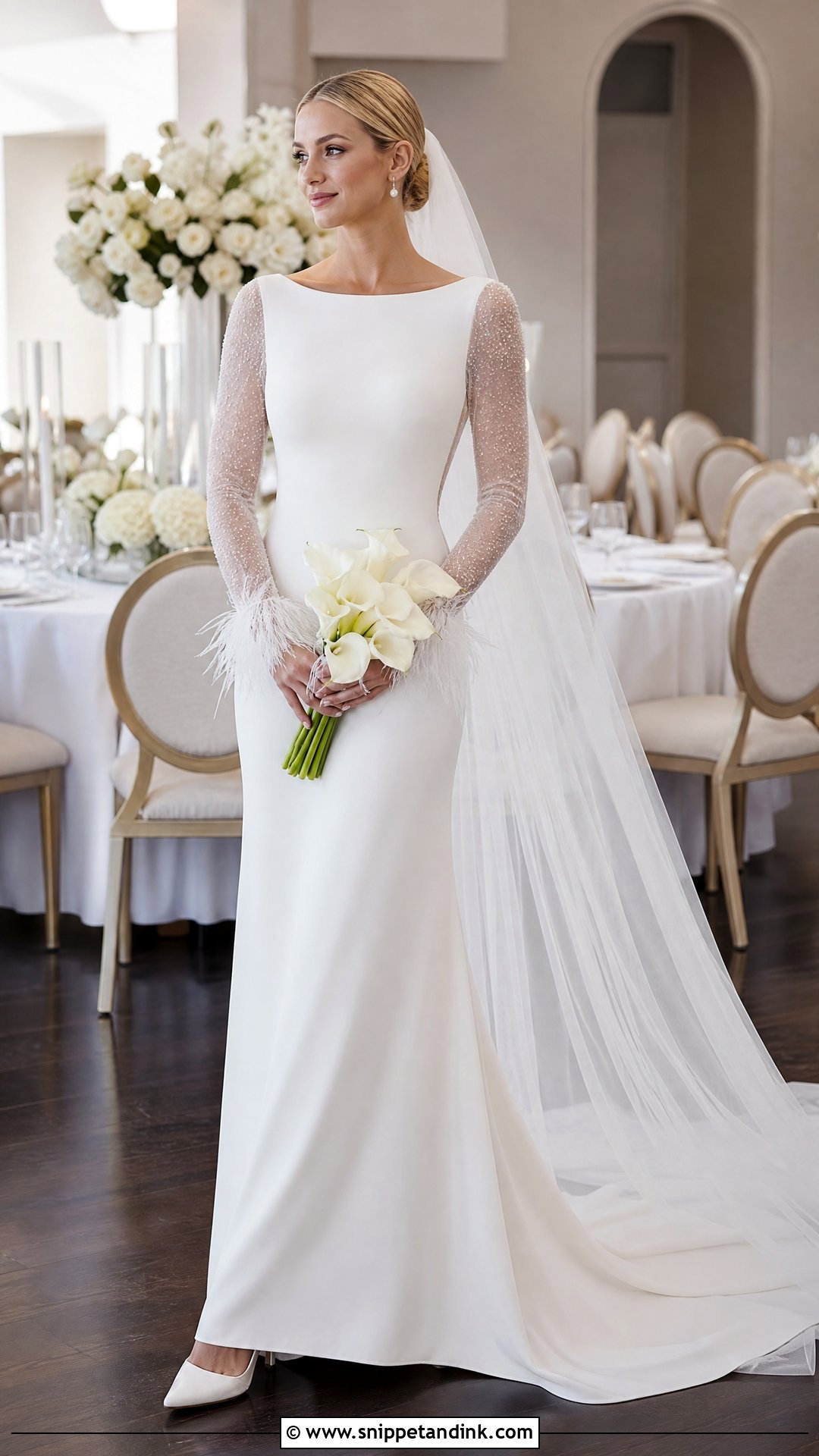 Long Sleeve Swan Wedding Dress - Snippet and Ink - 25 Swan Wedding Dress Ideas