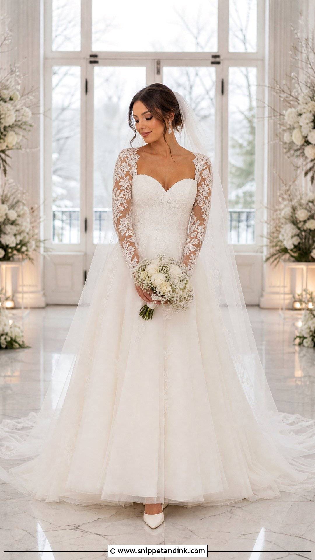 Long Sleeve Sweetheart Neckline A Line Wedding Dress - Snippet and Ink - 20 Sweet Heart Neckline Wedding Dress Aline Ideas