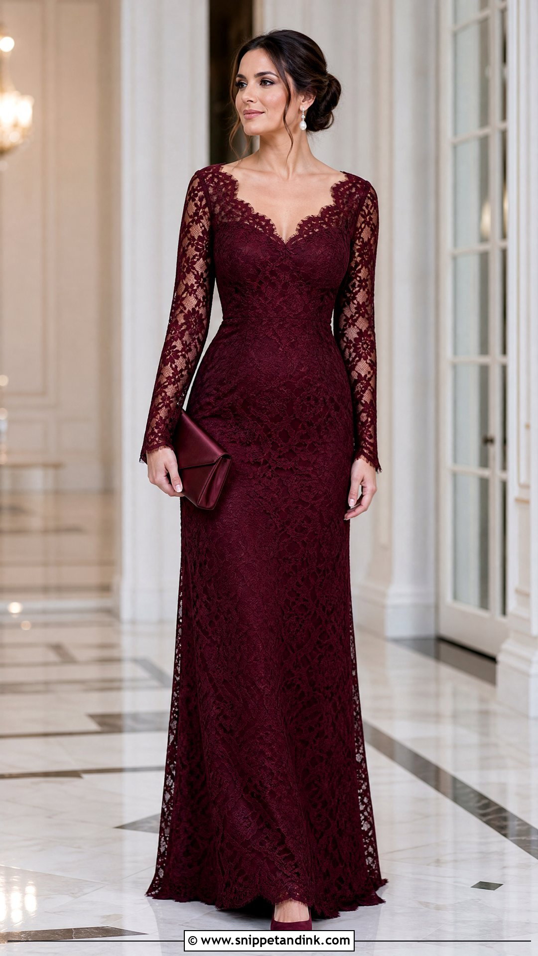 Long Sleeve Sweetheart Neckline Lace Gown - Snippet and Ink - 20 Sweetheart Neckline Gown Ideas