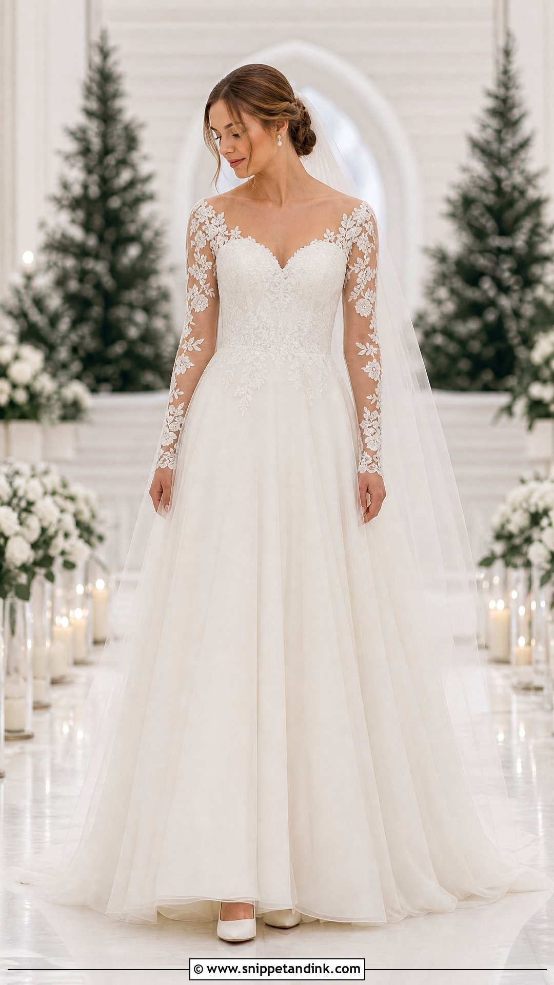 Long Sleeve Sweetheart Wedding Dress - Snippet and Ink - 20 Heart Wedding Dress Ideas