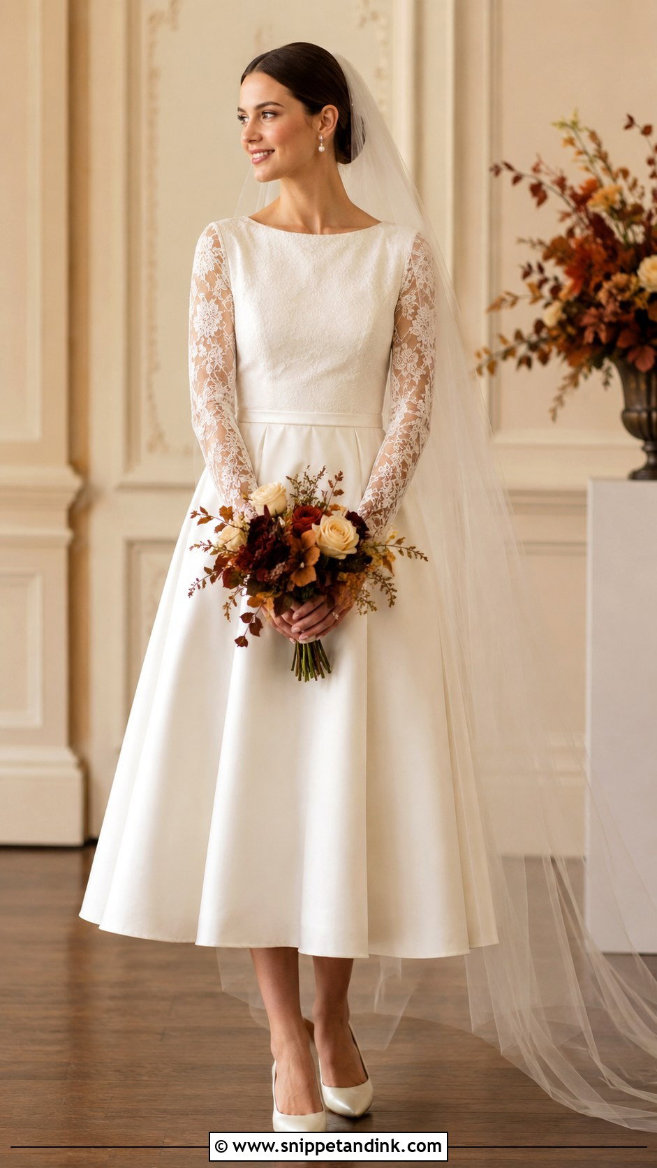 Long Sleeve Tea Length Wedding Dress - Snippet and Ink - 25 Midi Wedding Dress Tea Length Ideas
