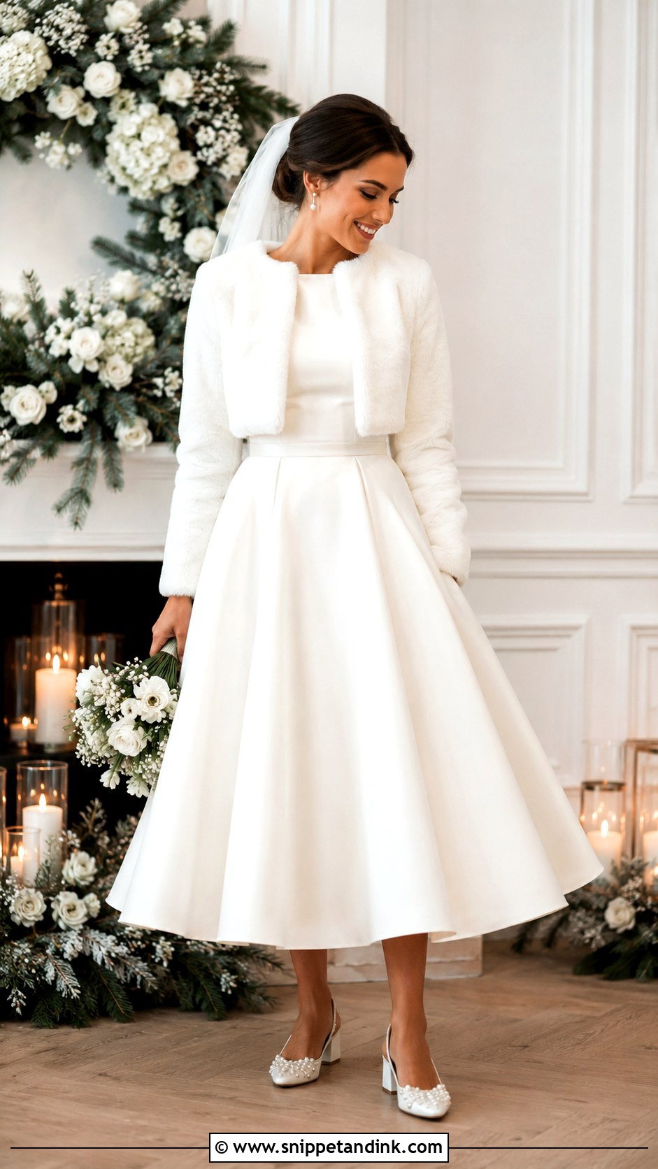 Long Sleeve Tea Length Winter Wedding Dress - Snippet and Ink - 20 Long Sleeve Winter Wedding Dress Ideas