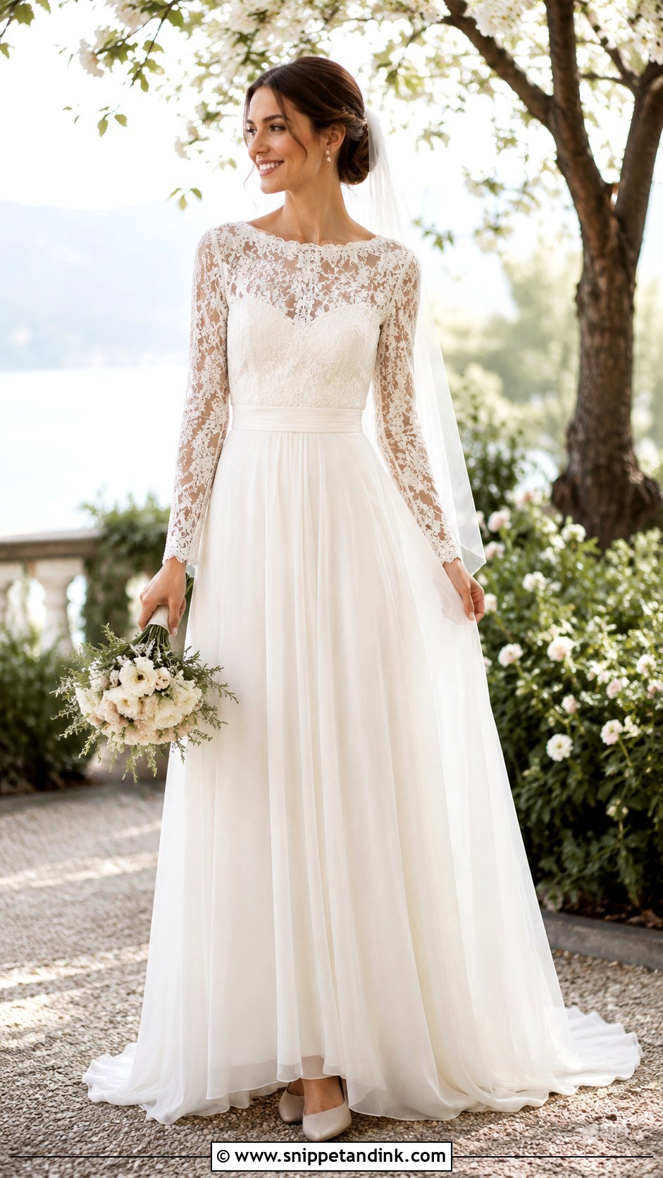 Long Sleeve Top And Chiffon Skirt Wedding Dress - Snippet and Ink - 25 Top and Skirt Wedding Dress Ideas