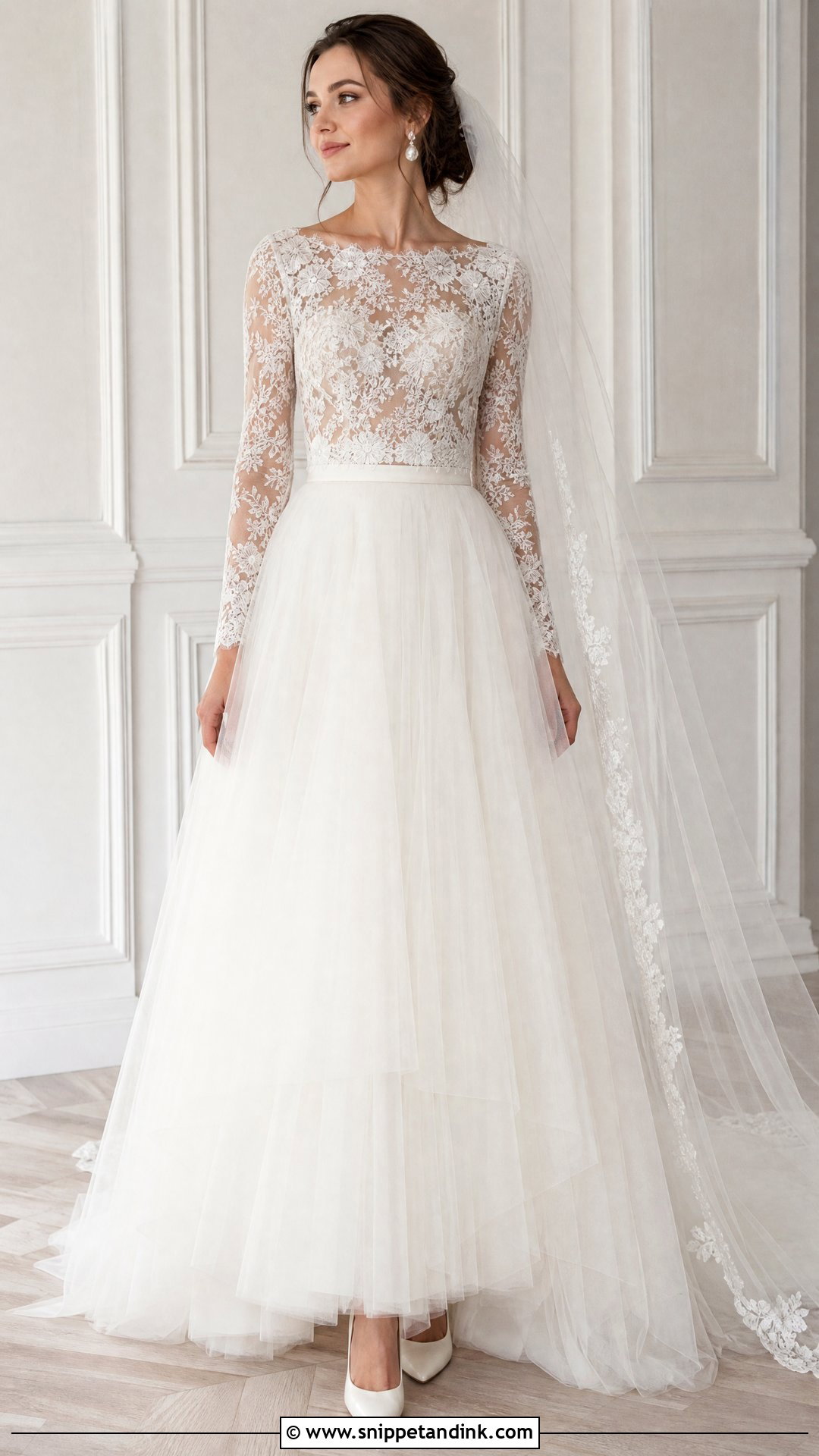 Long Sleeve Top And Tulle Skirt Wedding Separates - Snippet and Ink - 20 Wedding Separates Ideas