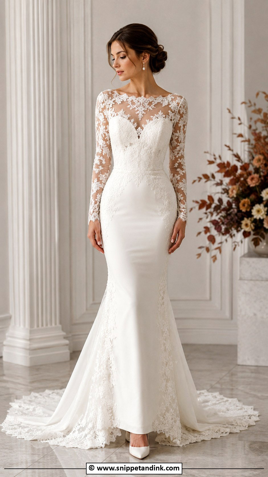 Long Sleeve Trumpet Wedding Dress - Snippet and Ink - 30 Trumpet Wedding Dress Ideas