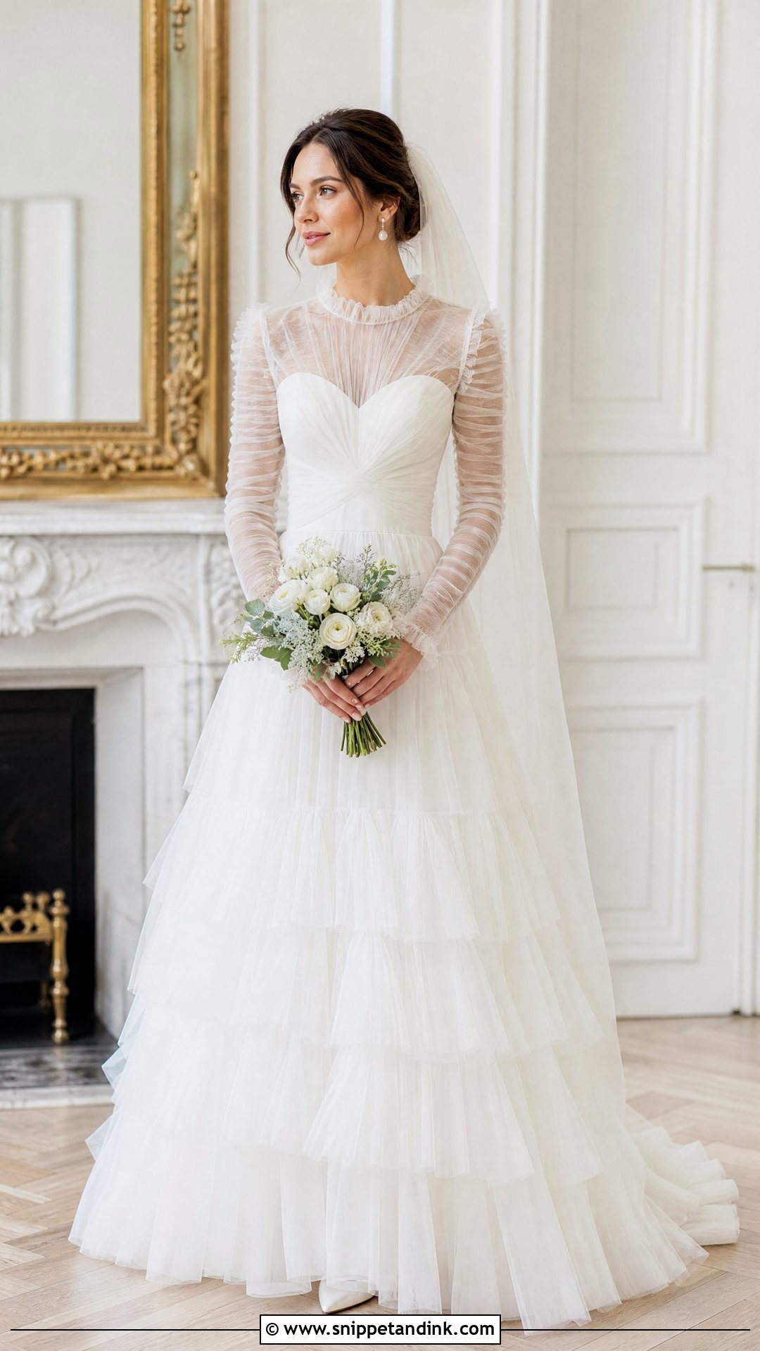 Long Sleeve Tulle Ruffle Wedding Dress - Snippet and Ink - 20 Tulle Ruffle Wedding Dress Ideas