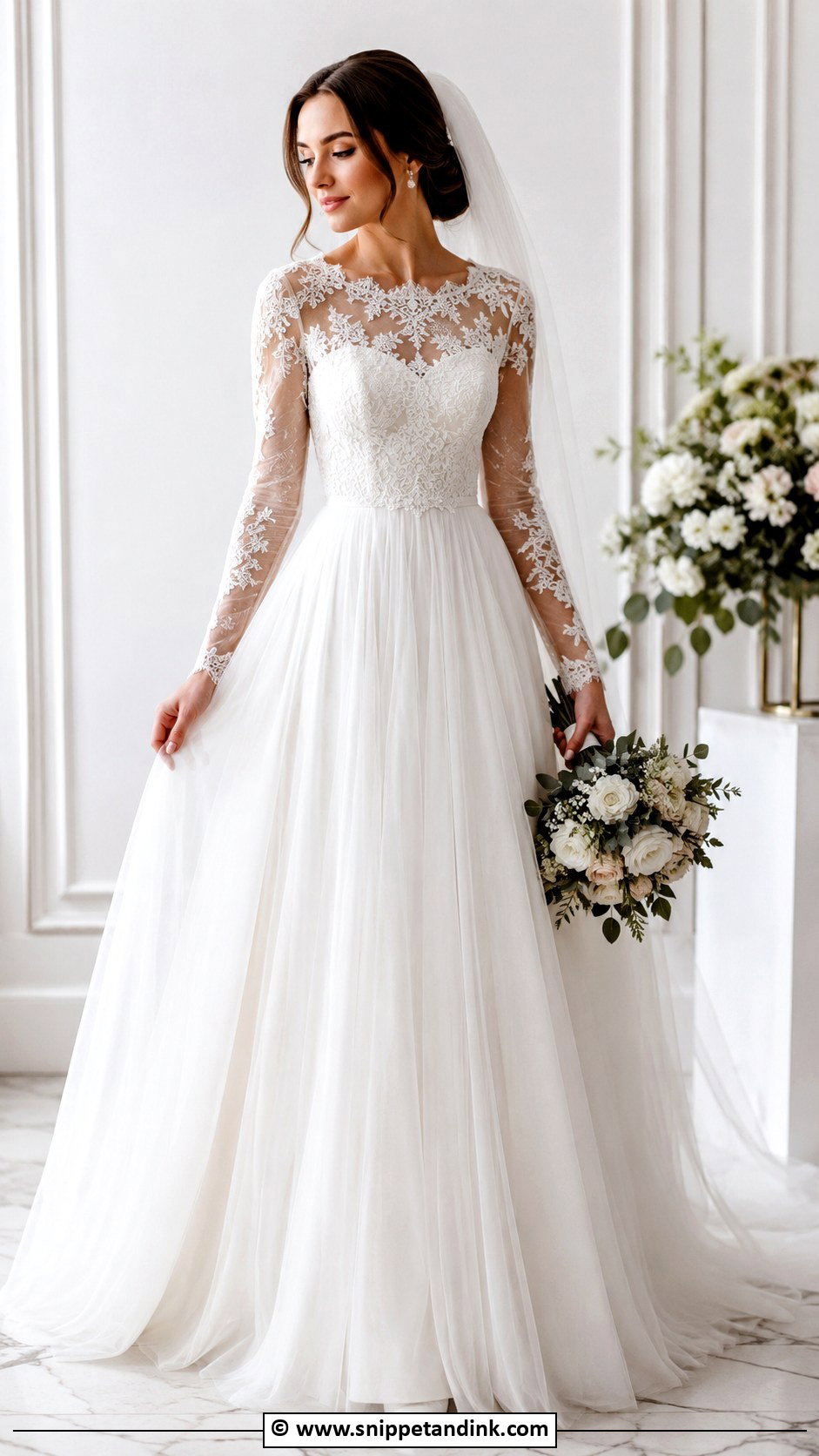 Long Sleeve Tulle Wedding Dress - Snippet and Ink - 30 Tulle Wedding Dress Ideas