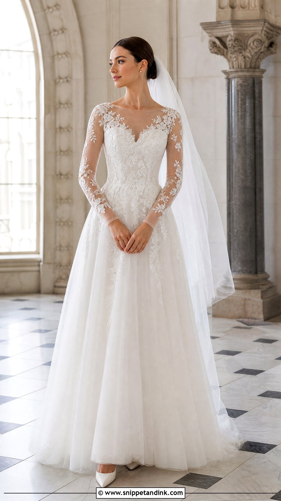 Long Sleeve Tulle Wedding Dress - Snippet and Ink - 25 Floaty Wedding Dress Ideas